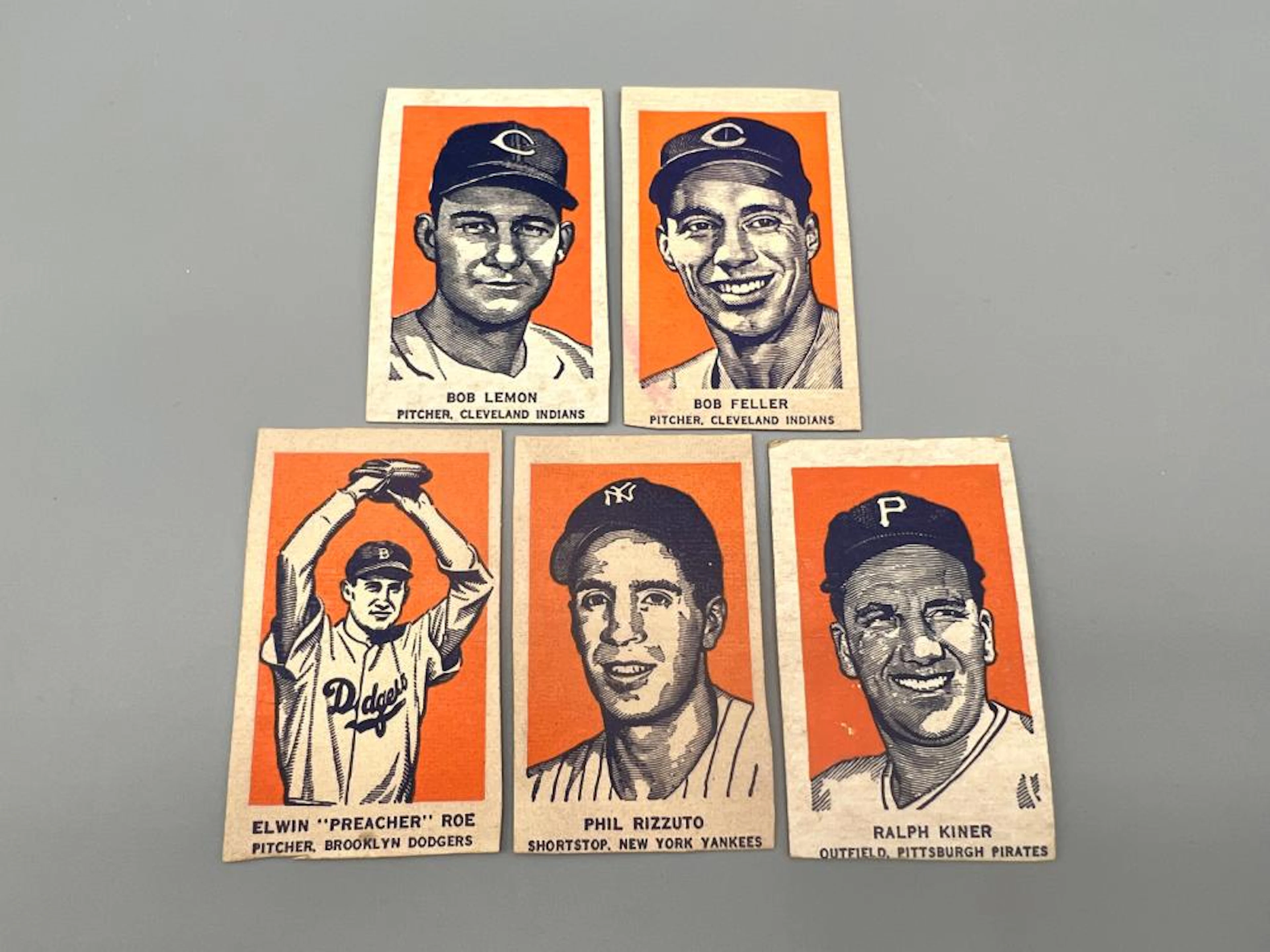 1952 Wheaties Baseball Card Lot (5) w/ Bob Lemon