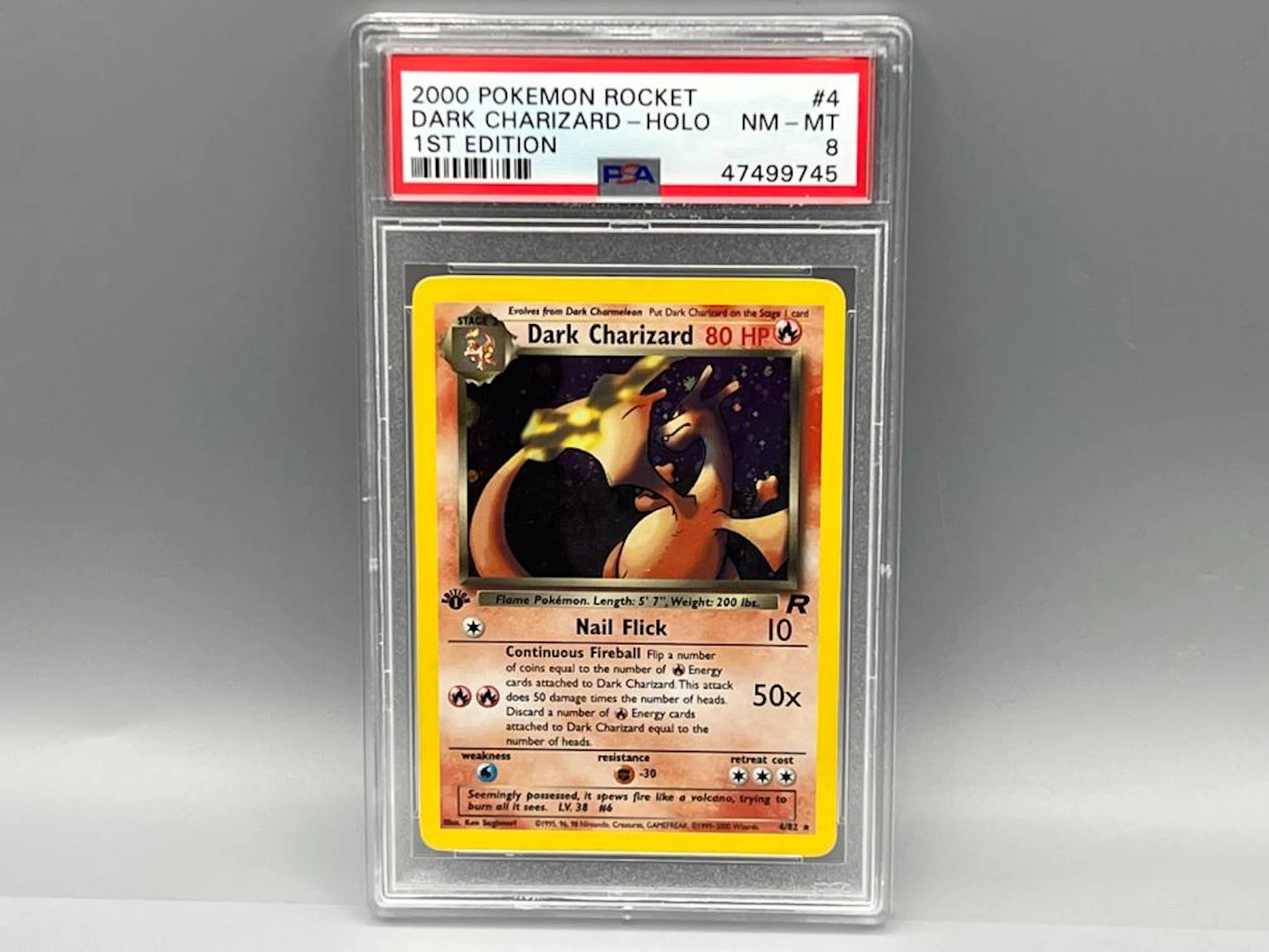 2000 Pokemon Rocket Dark Charizard - Holo 1st Edition #4 PSA NM-MT 8