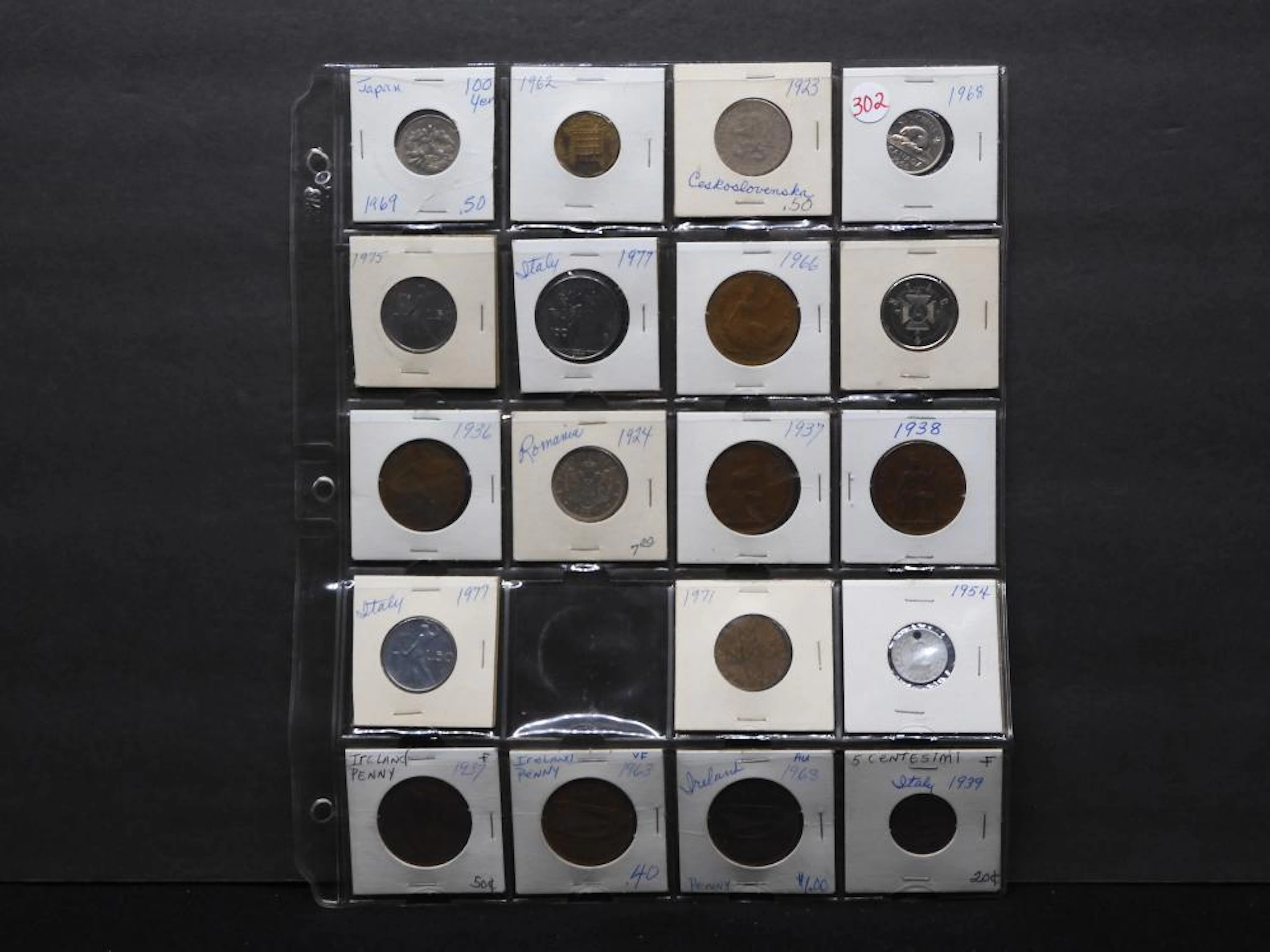 World Coins - Japan, Italy, Romania, Ireland, Czechoslovakia, Etc.