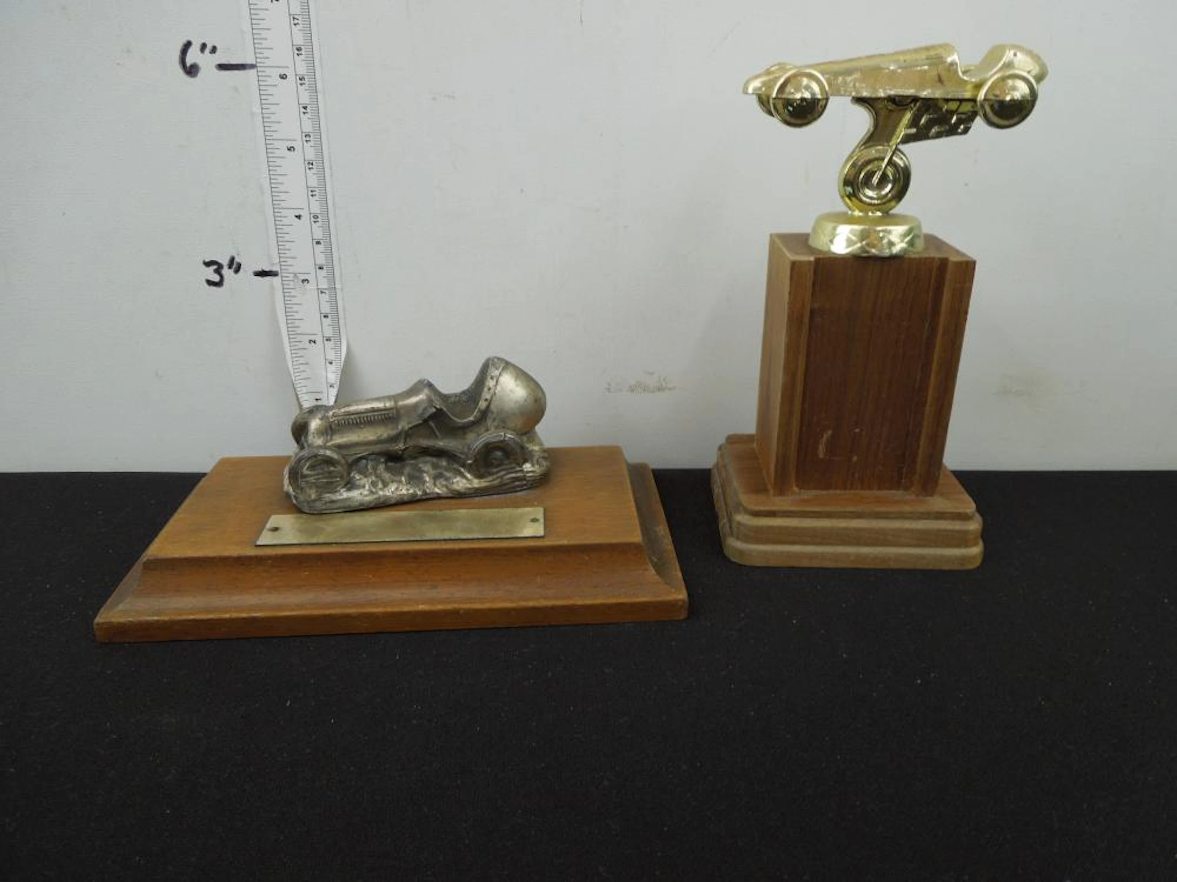Lot of 2 Unmarked Racing Car Trophies