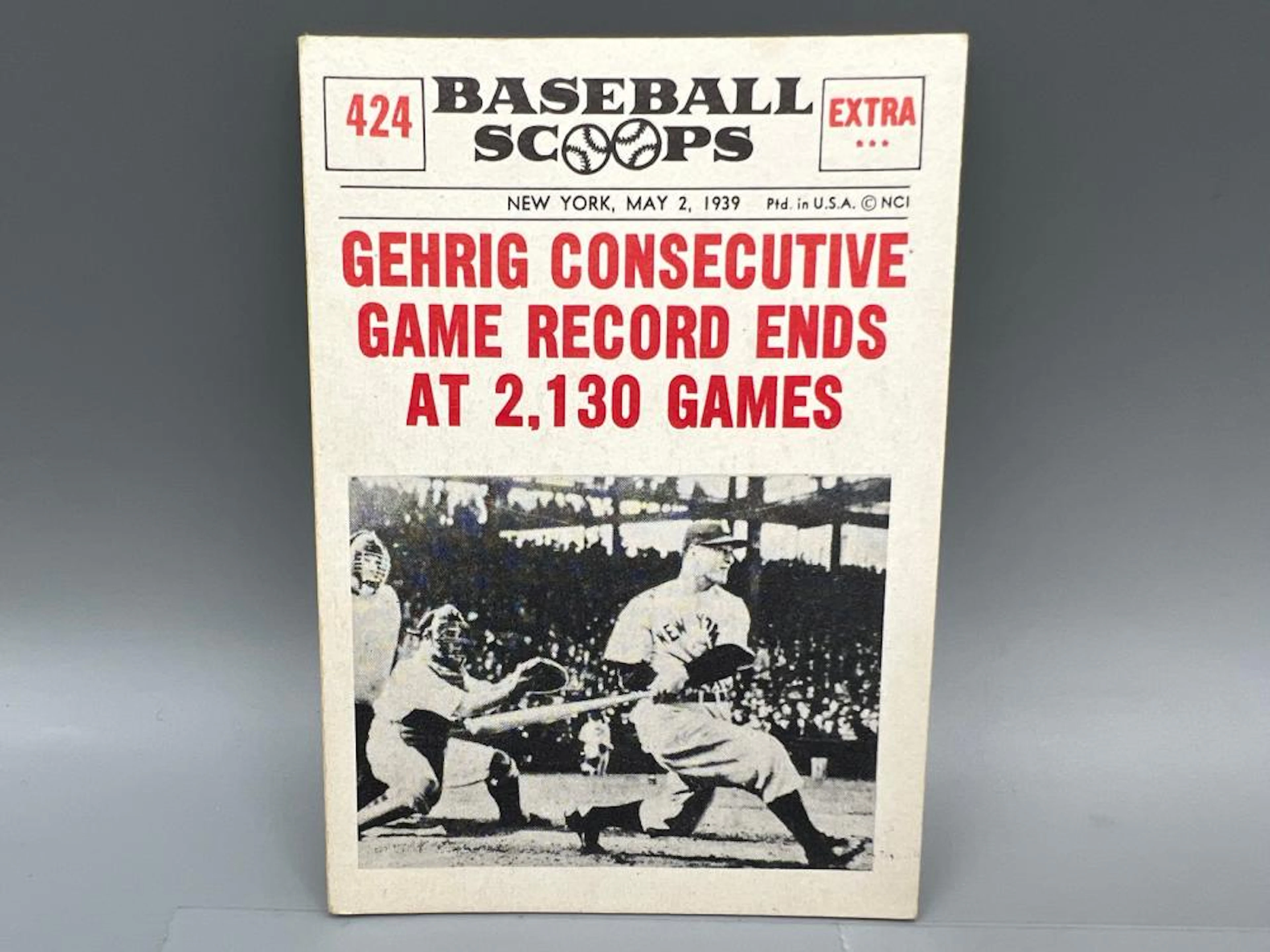 1961 Nu-Card Baseball Scoops #424 Lou Gehrig