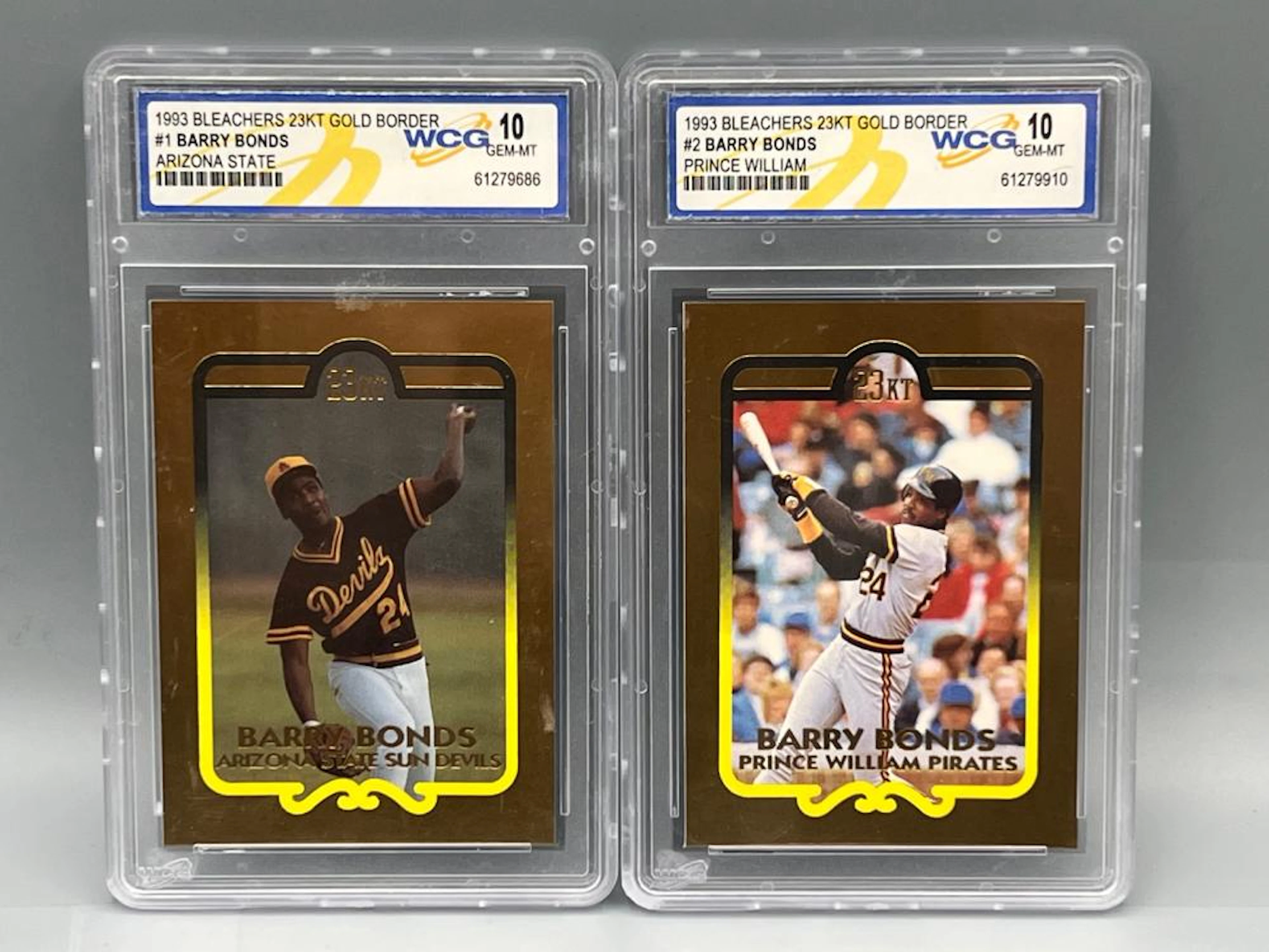 Lot of (2) Barry Bonds Baseball 23KT Gold Foil Graded Cards