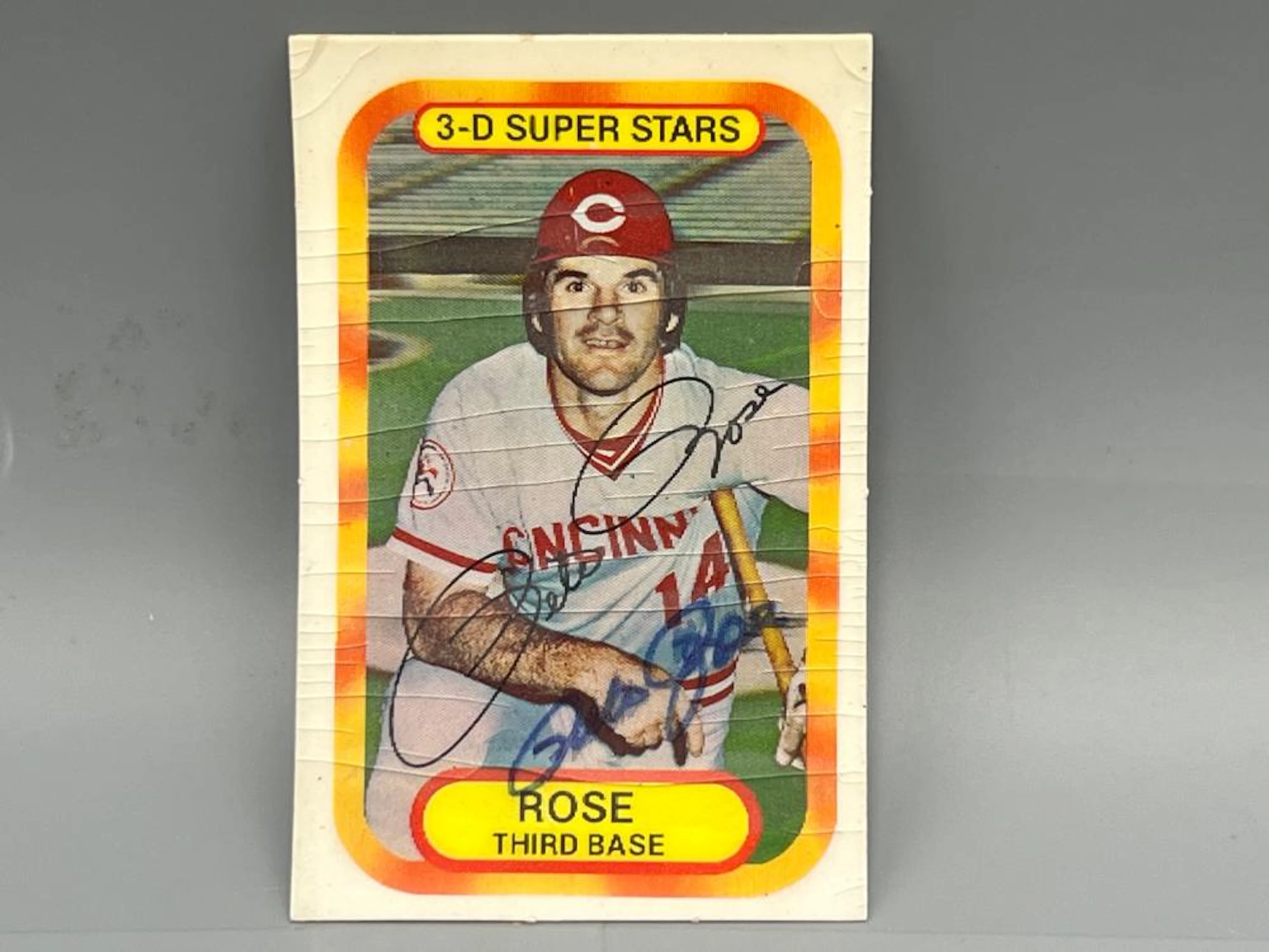 1977 Kellogg's 3-D Superstars Pete Rose Signed Card #20...