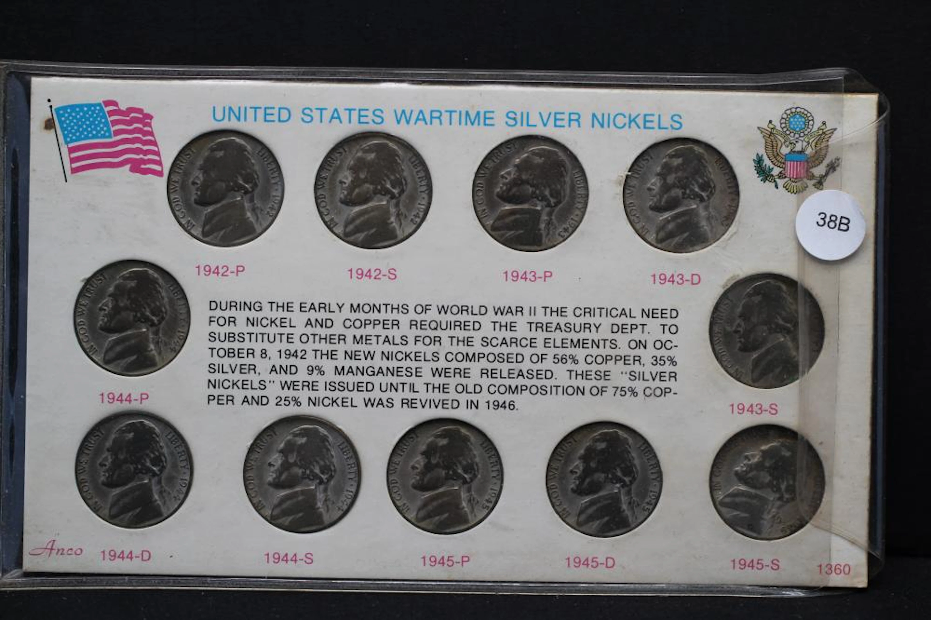 US War-time Silver Nickels Complete Set