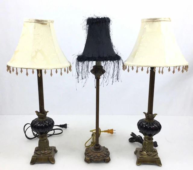 (3) Traditional Candlestick Style Table Lamps