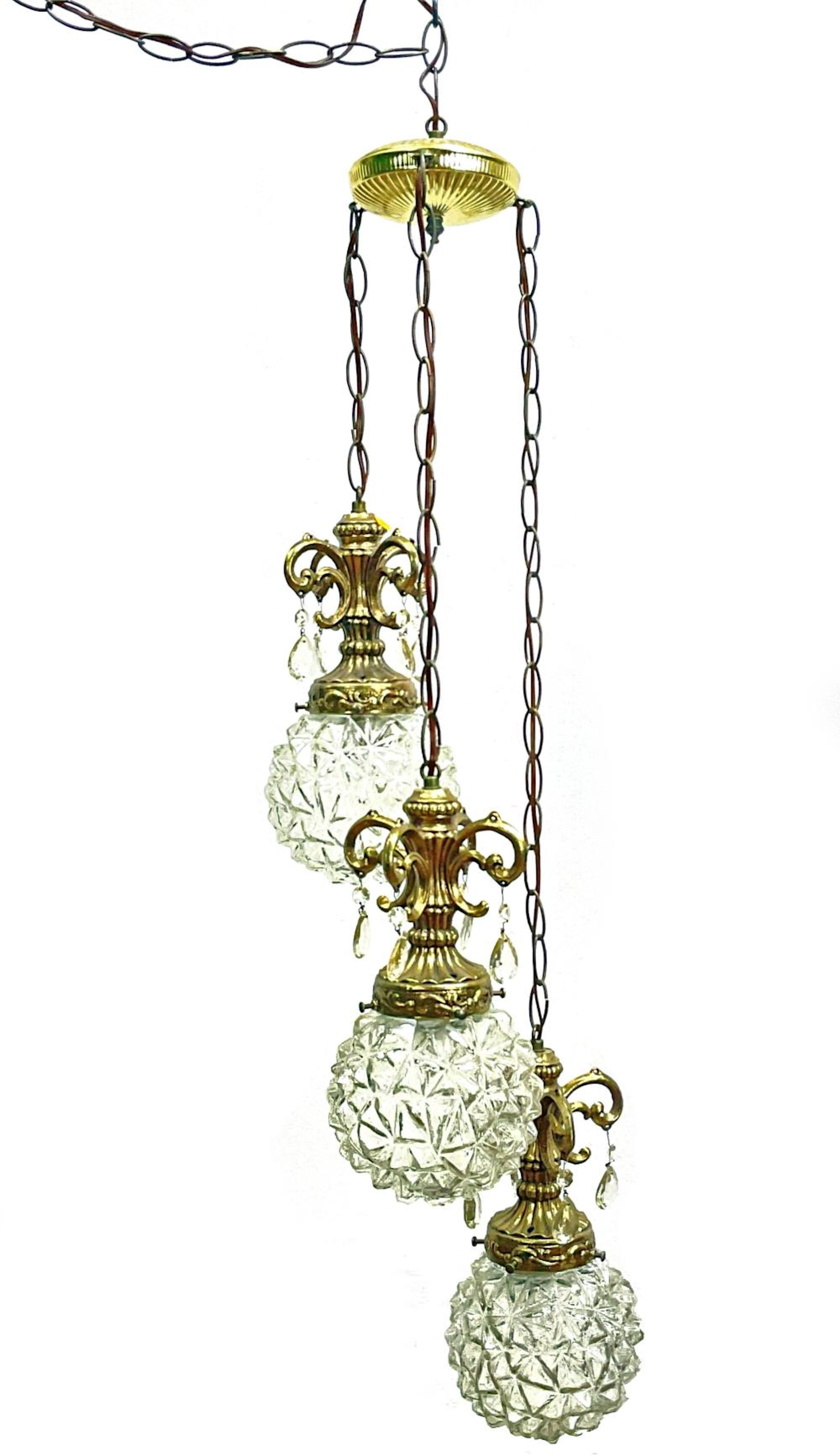 Vintage Hollywood Regency Style 3-light Swag Lamp