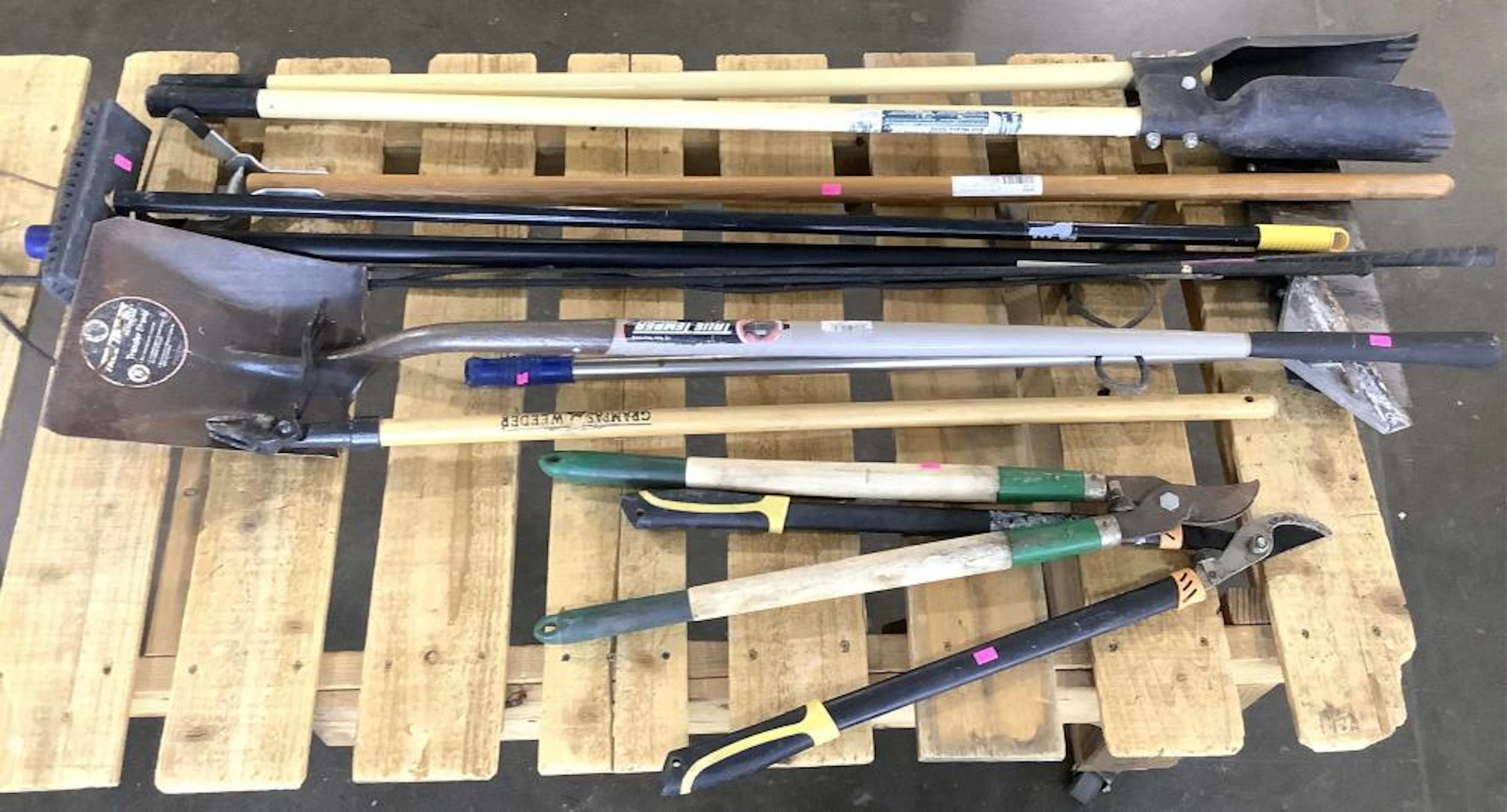 Assorted Garden Tools, Whips, Post Hole Diggers