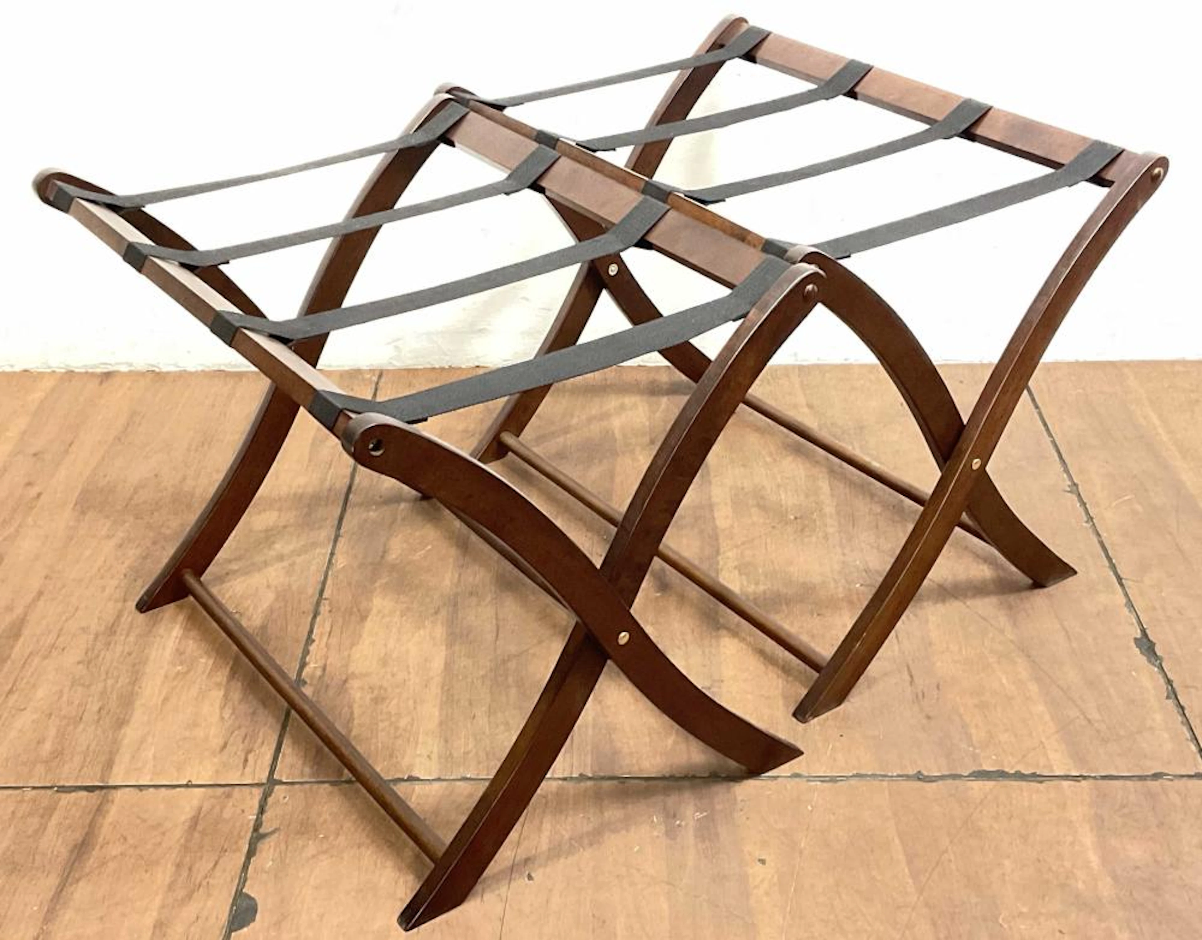 Pair Of Traditional Cherry Wood Luggage Racks