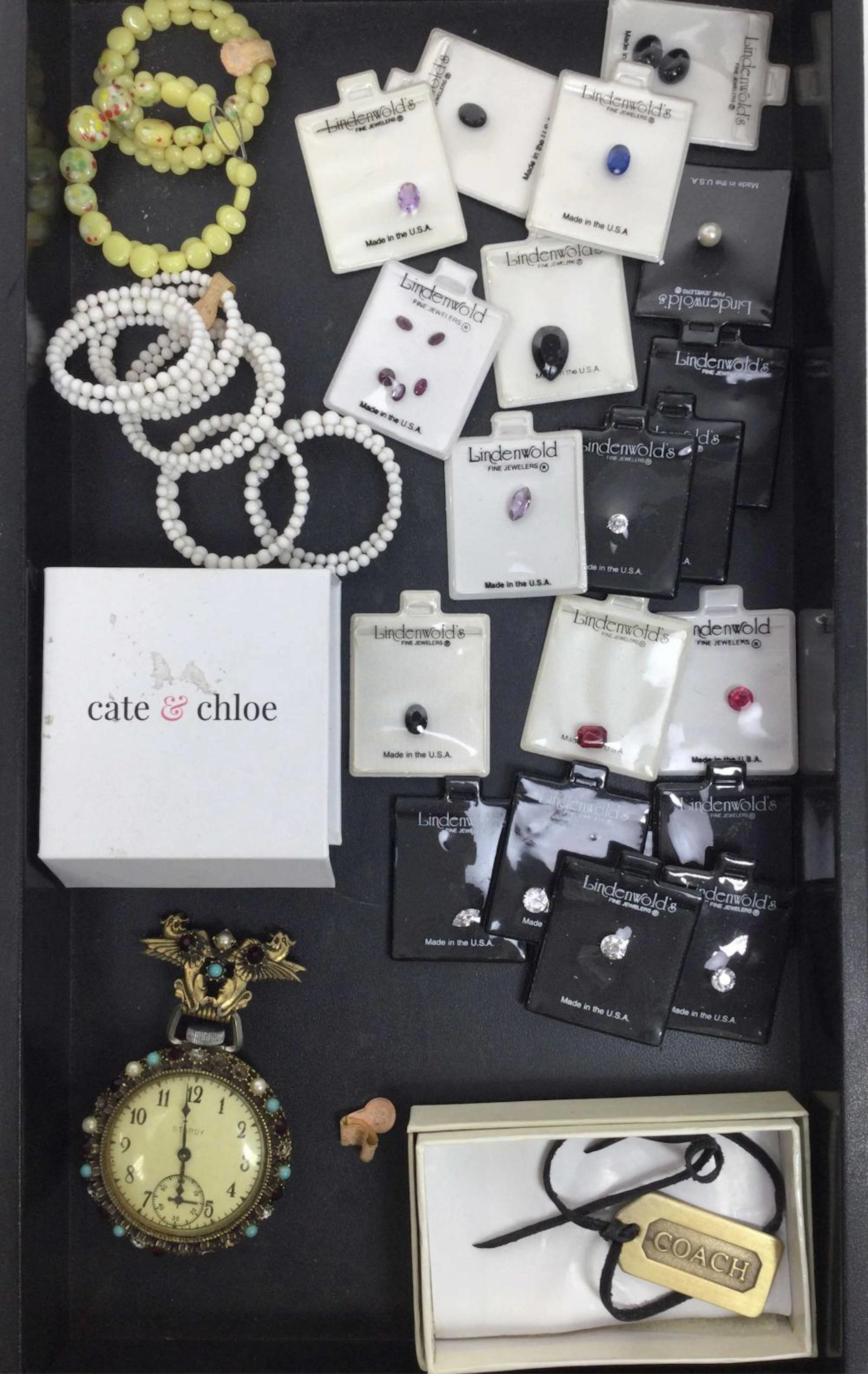 Assorted CZ Gemstones, Pocket Watch