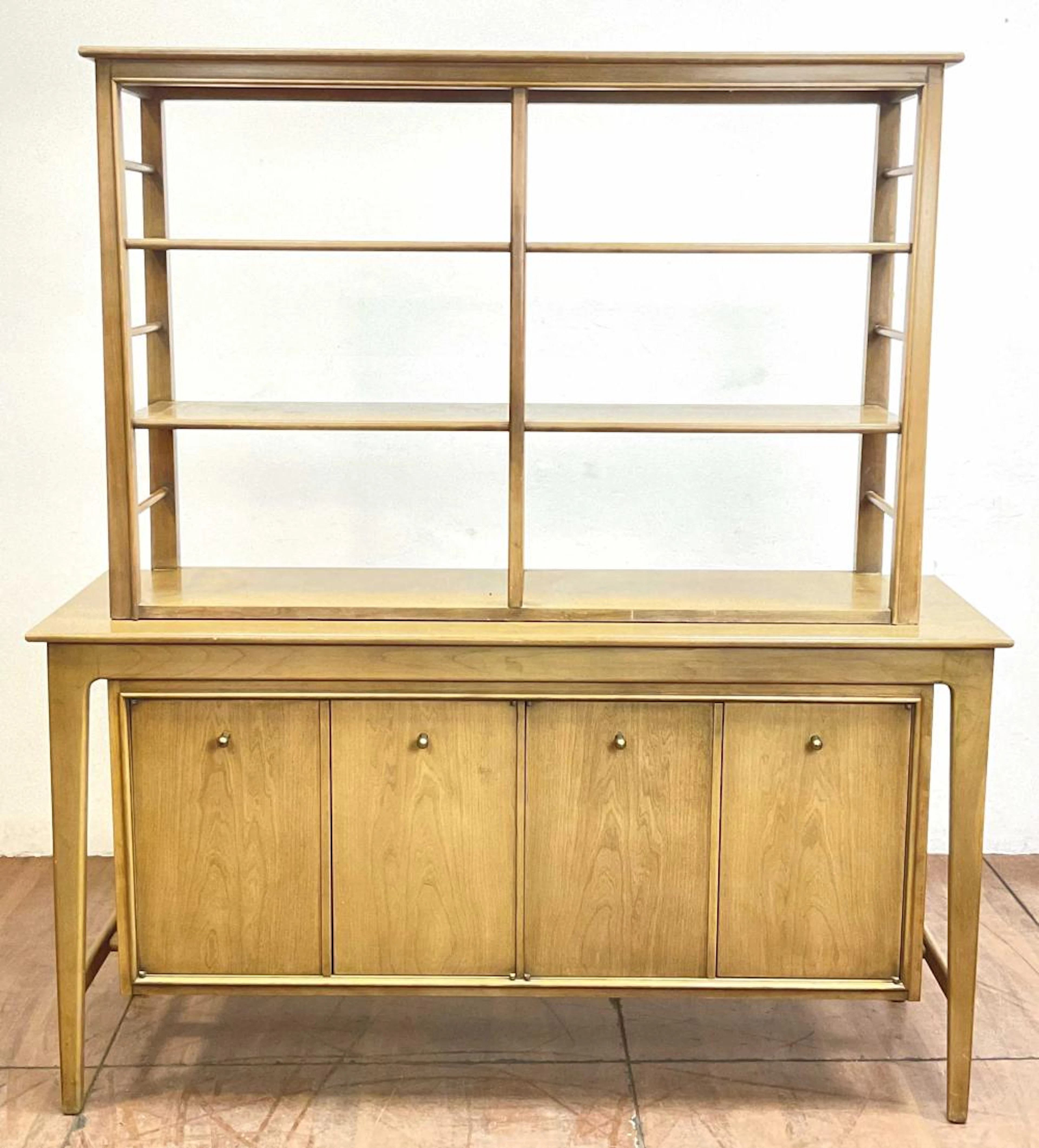 (2pc) Mid Century Modern Buffet & Open Hutch Top