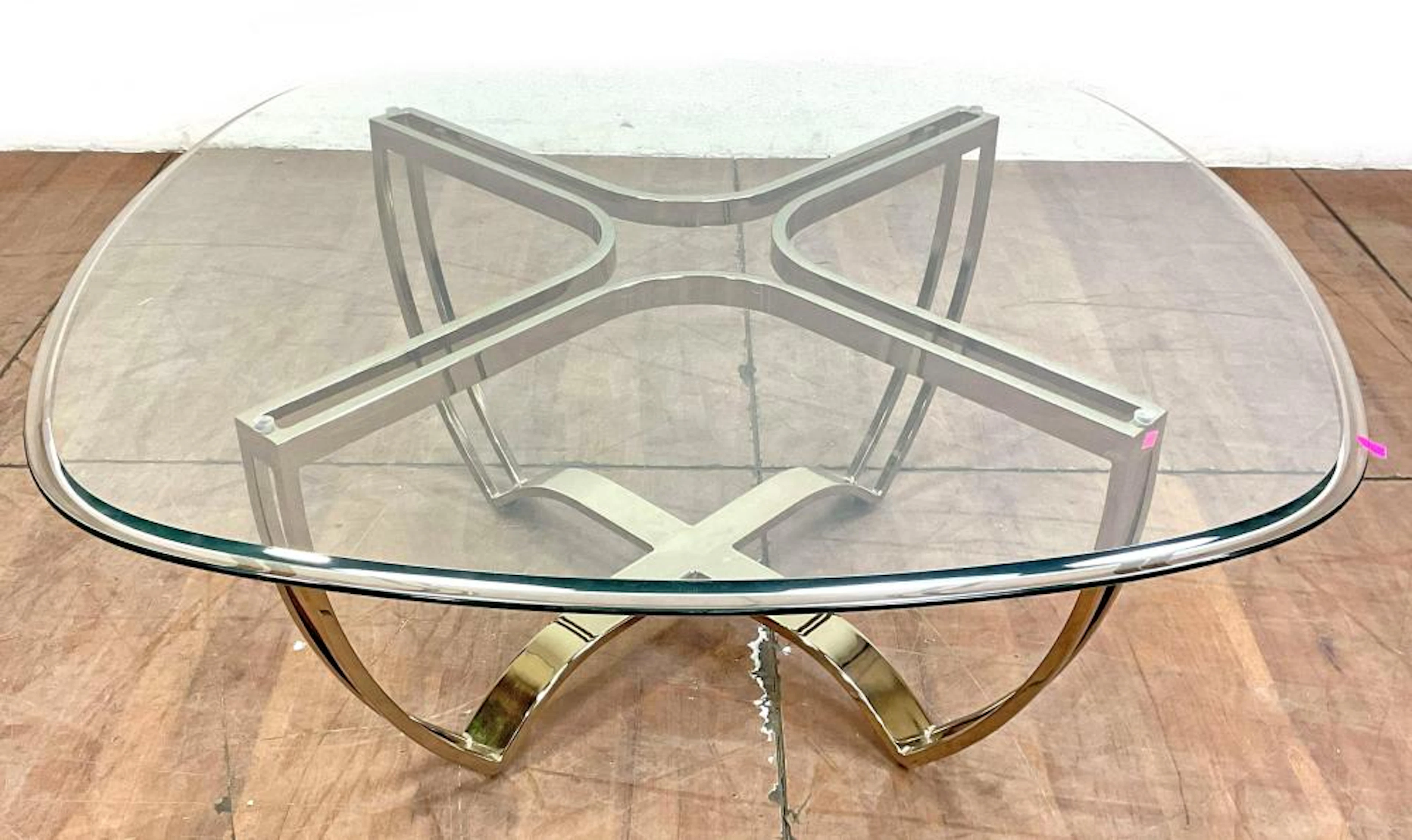 Post-Modern Beveled Glass Top Cocktail Table