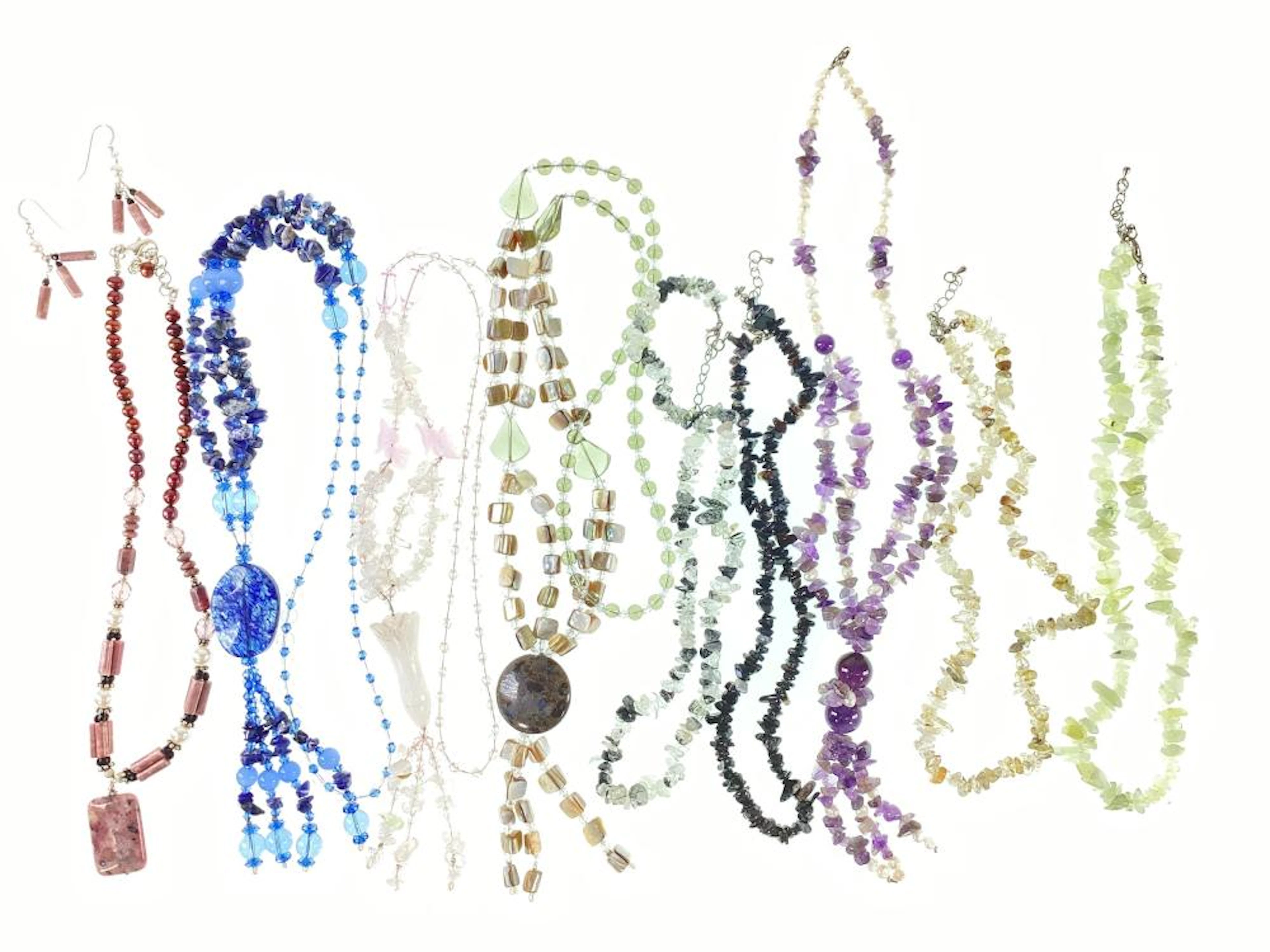 (9) Natural Stone Single & Double Strand Necklaces