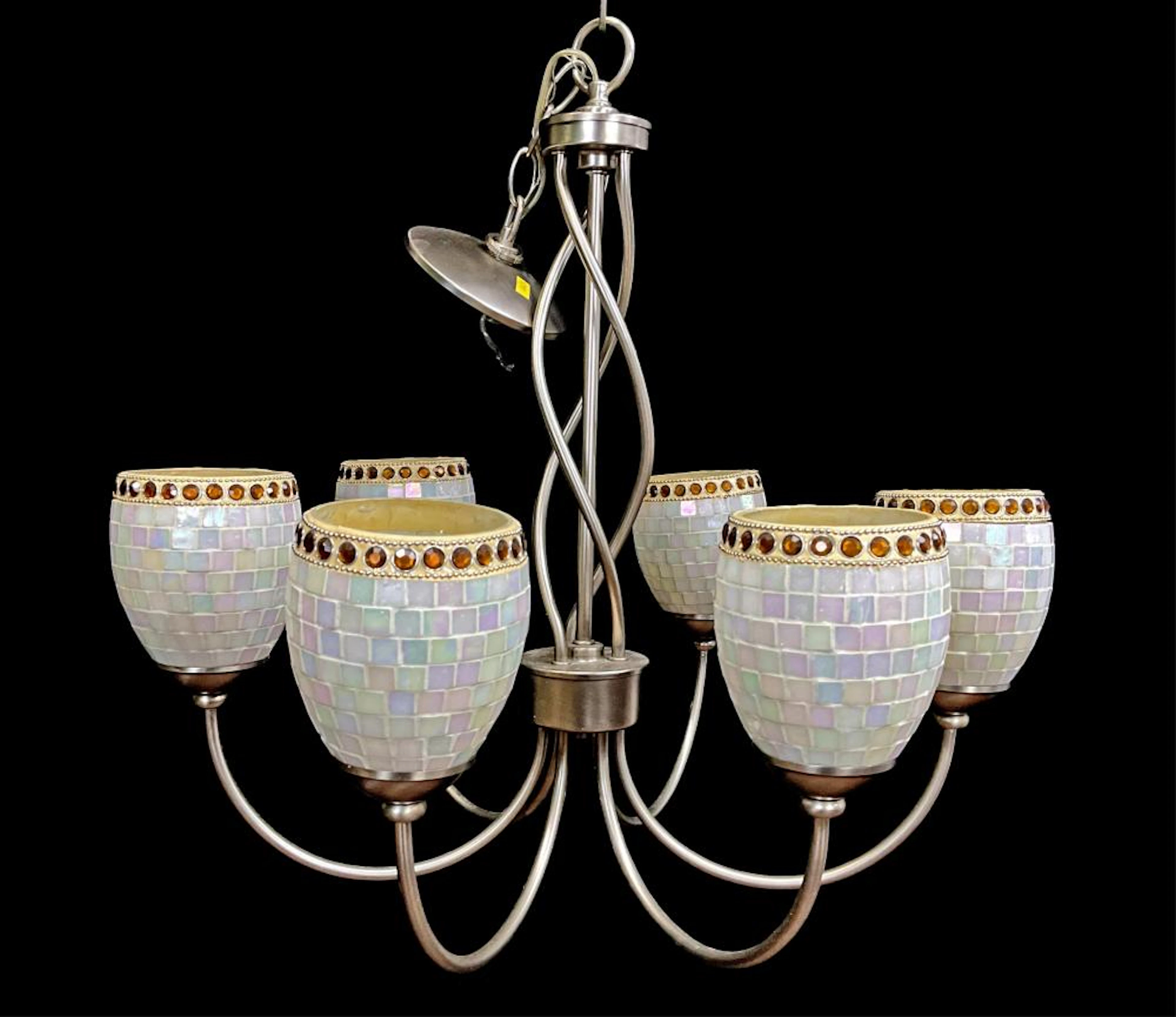 6-arm Chandelier w/ Seashell Glass Shades