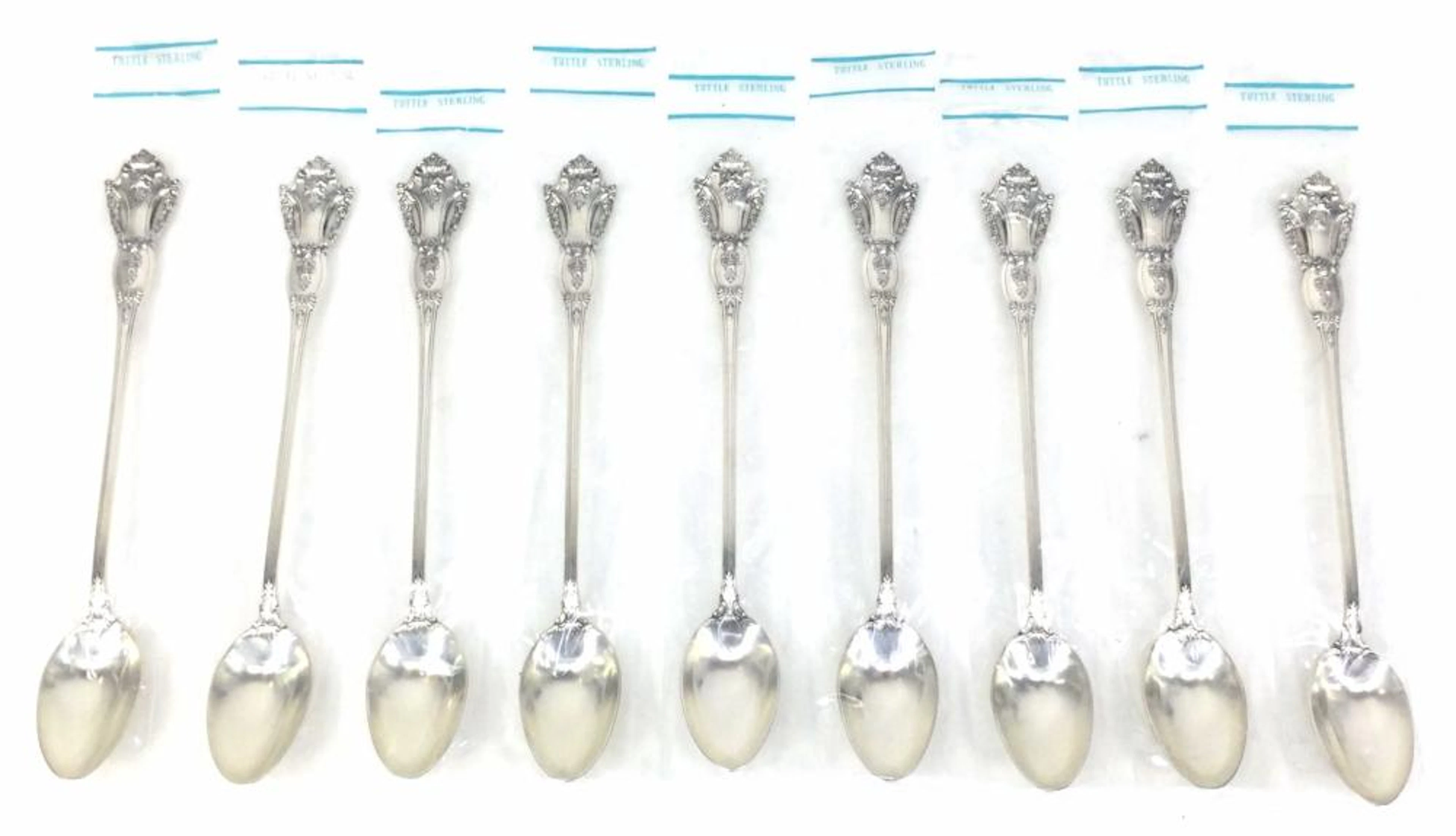 (9) New Tuttle Sterling Silver Ice Tea Spoons