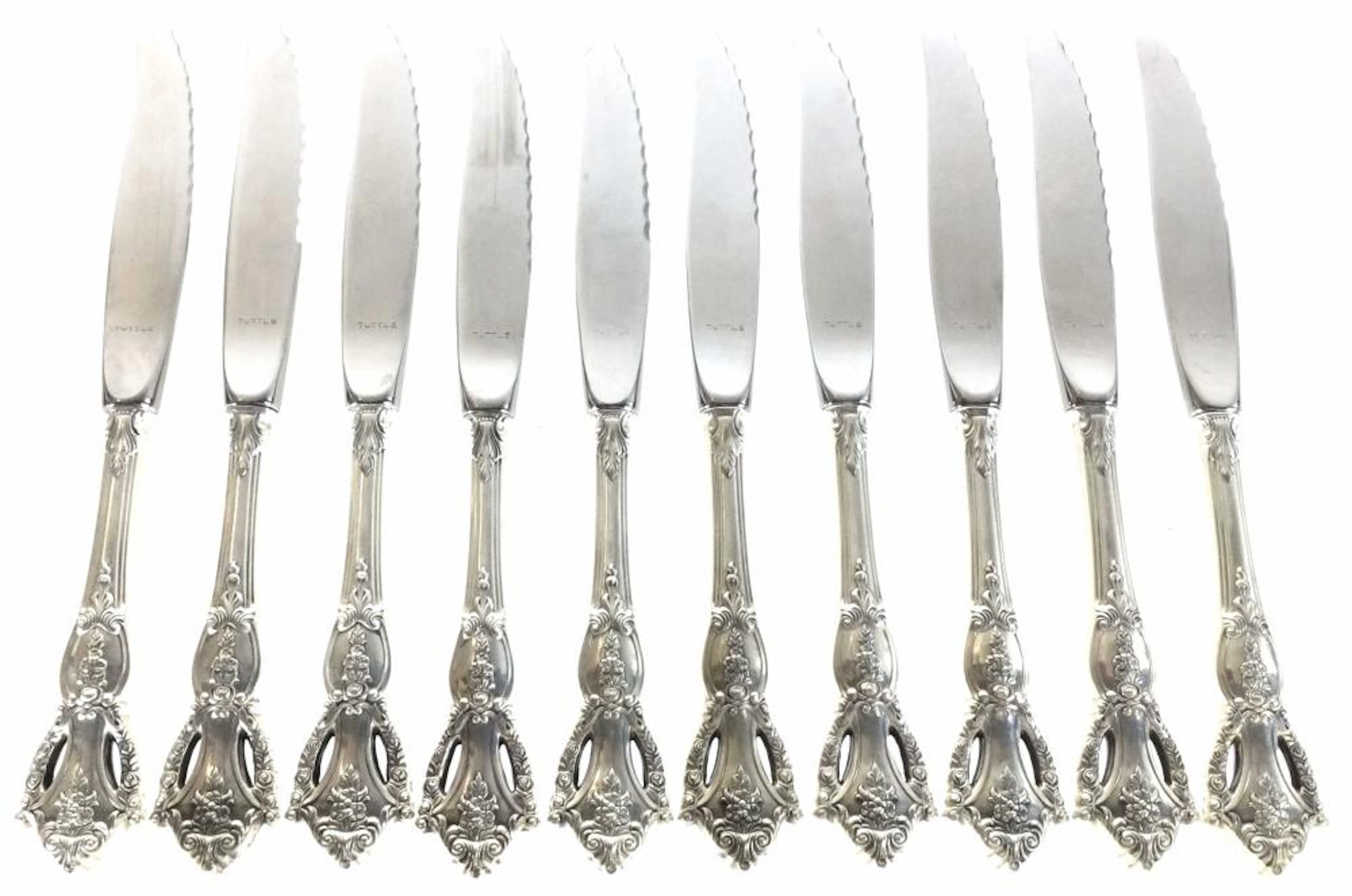 (10) Tuttle Weighted Sterling Silver Dinner Knives