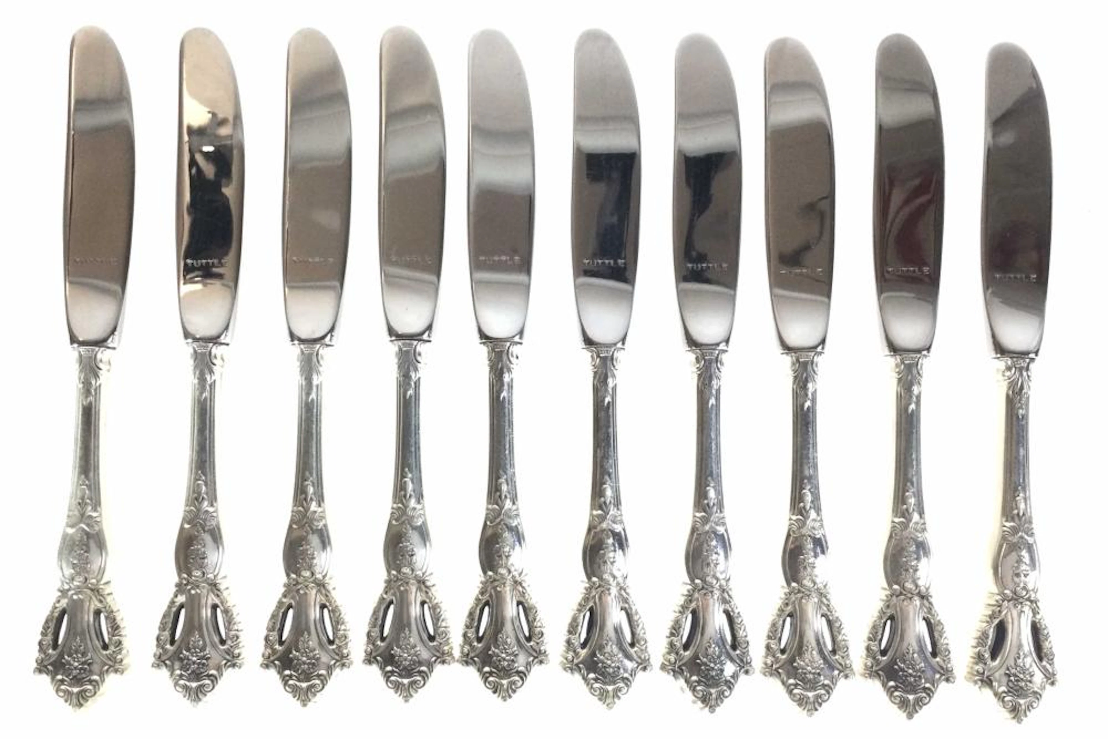 (10) Weighted Sterling Silver Tuttle Butter Knives