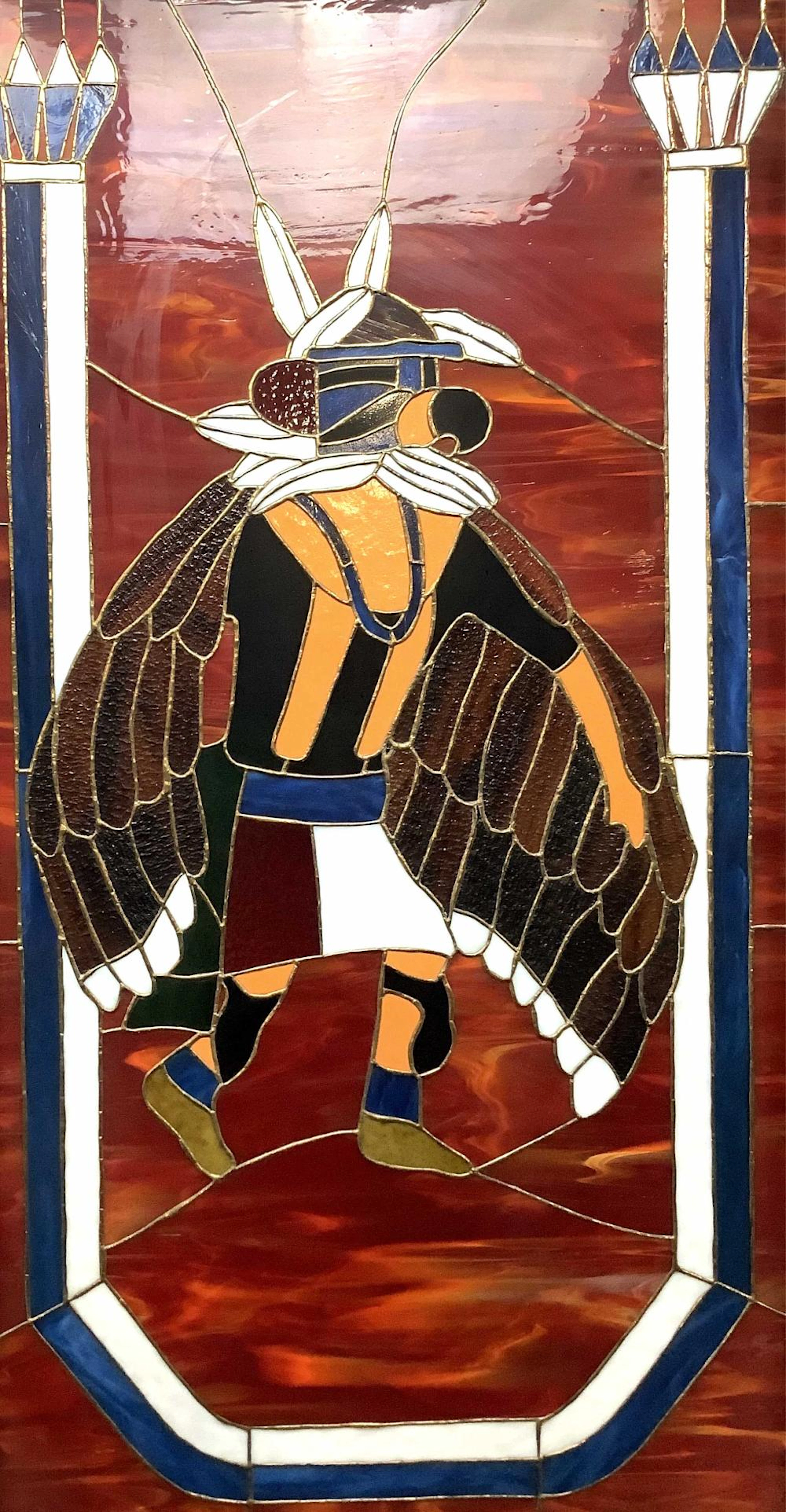 Kachina Dancer Stained Glass Sun Catcher Panel