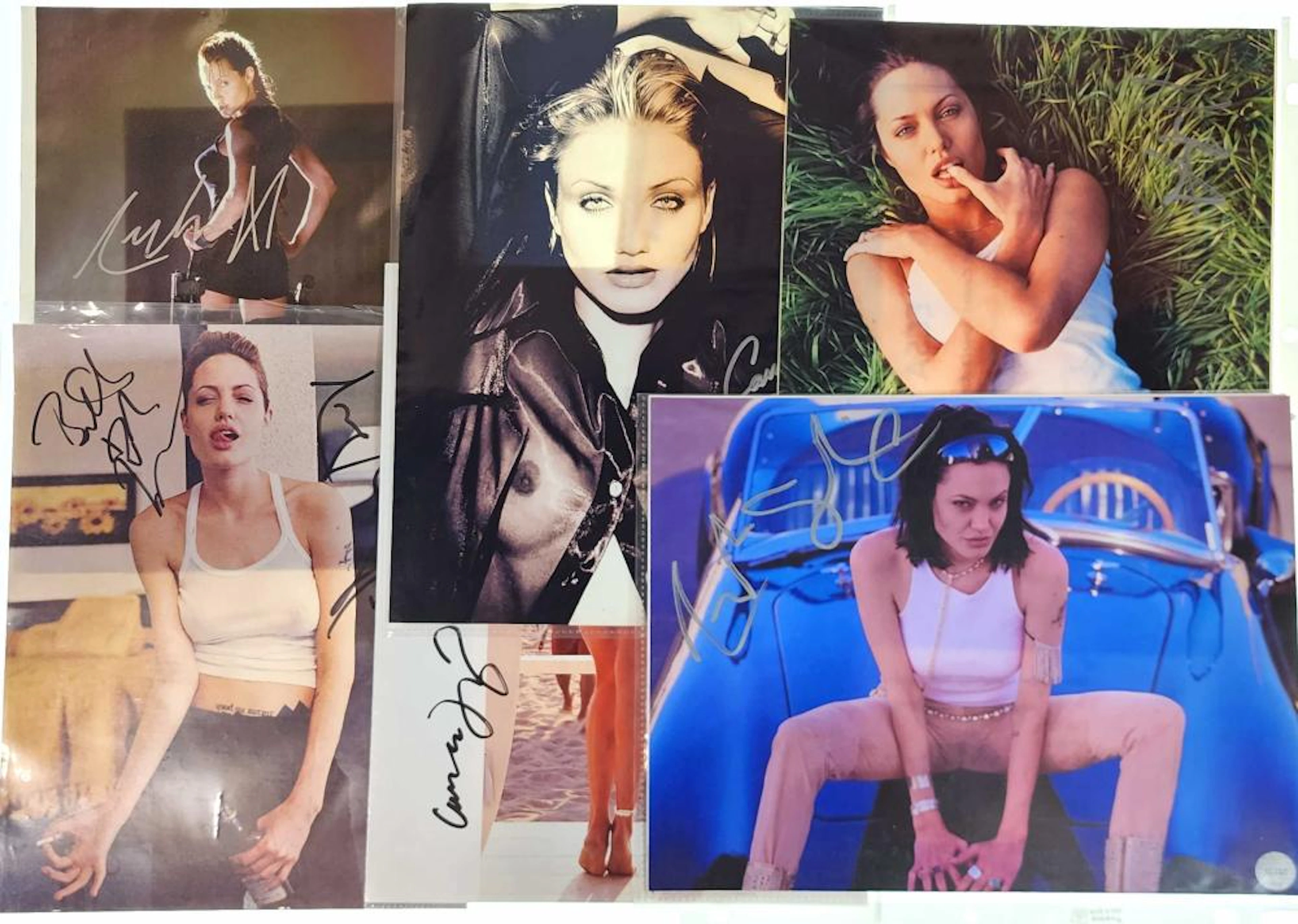 (6) Actress Autographs, Angelina Jolie, Nude Diaz