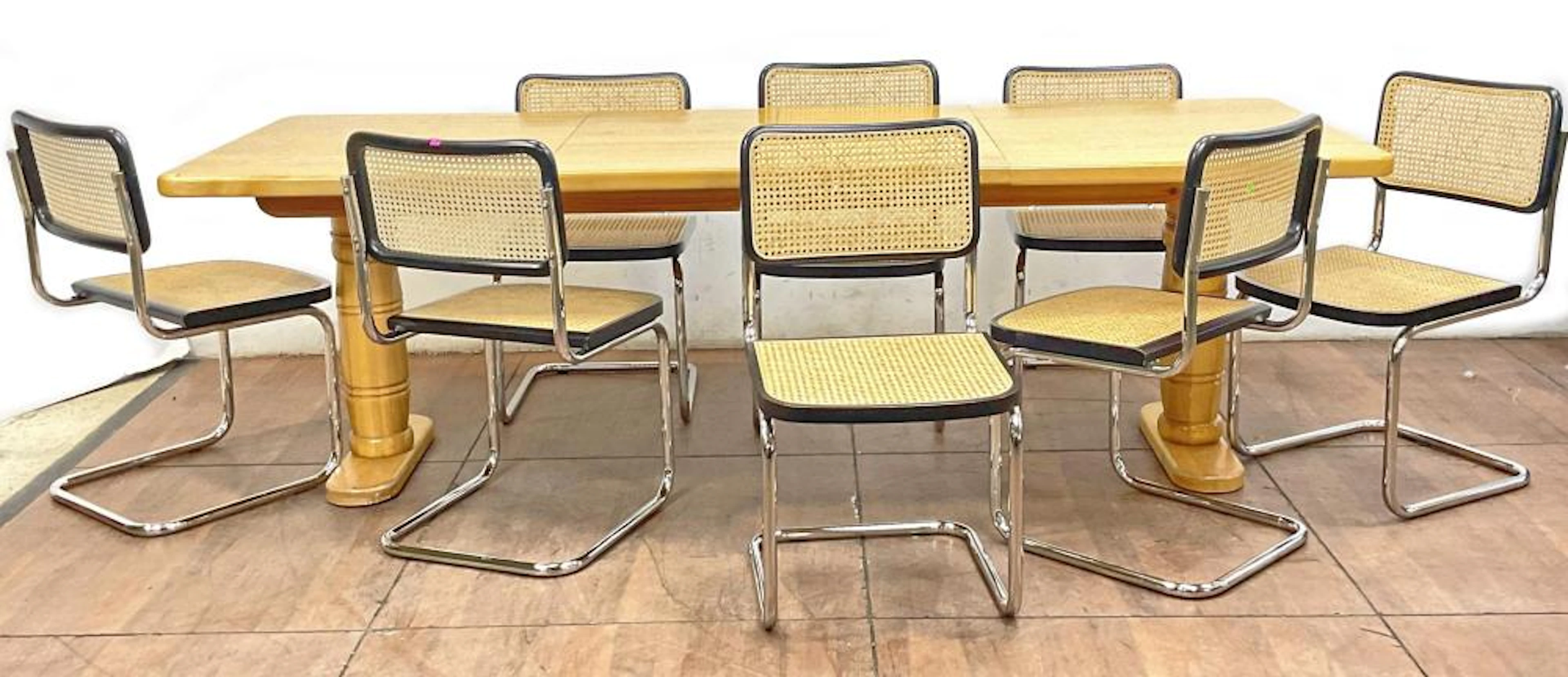 (9pc) Dining Group w/ Breuer Cesca Cane Chairs