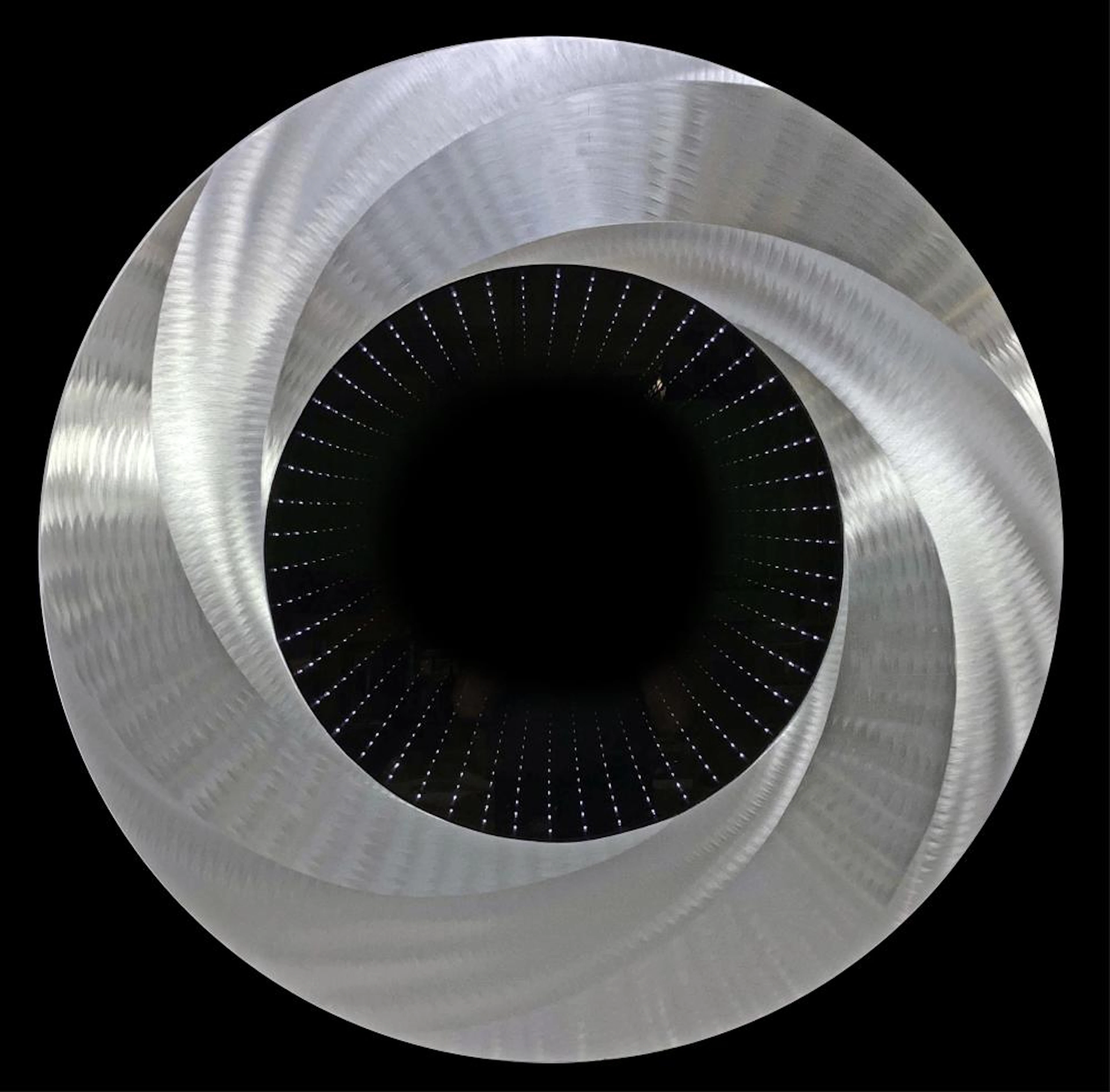 Large 41in Round Brushed Metal Infinity Mirror