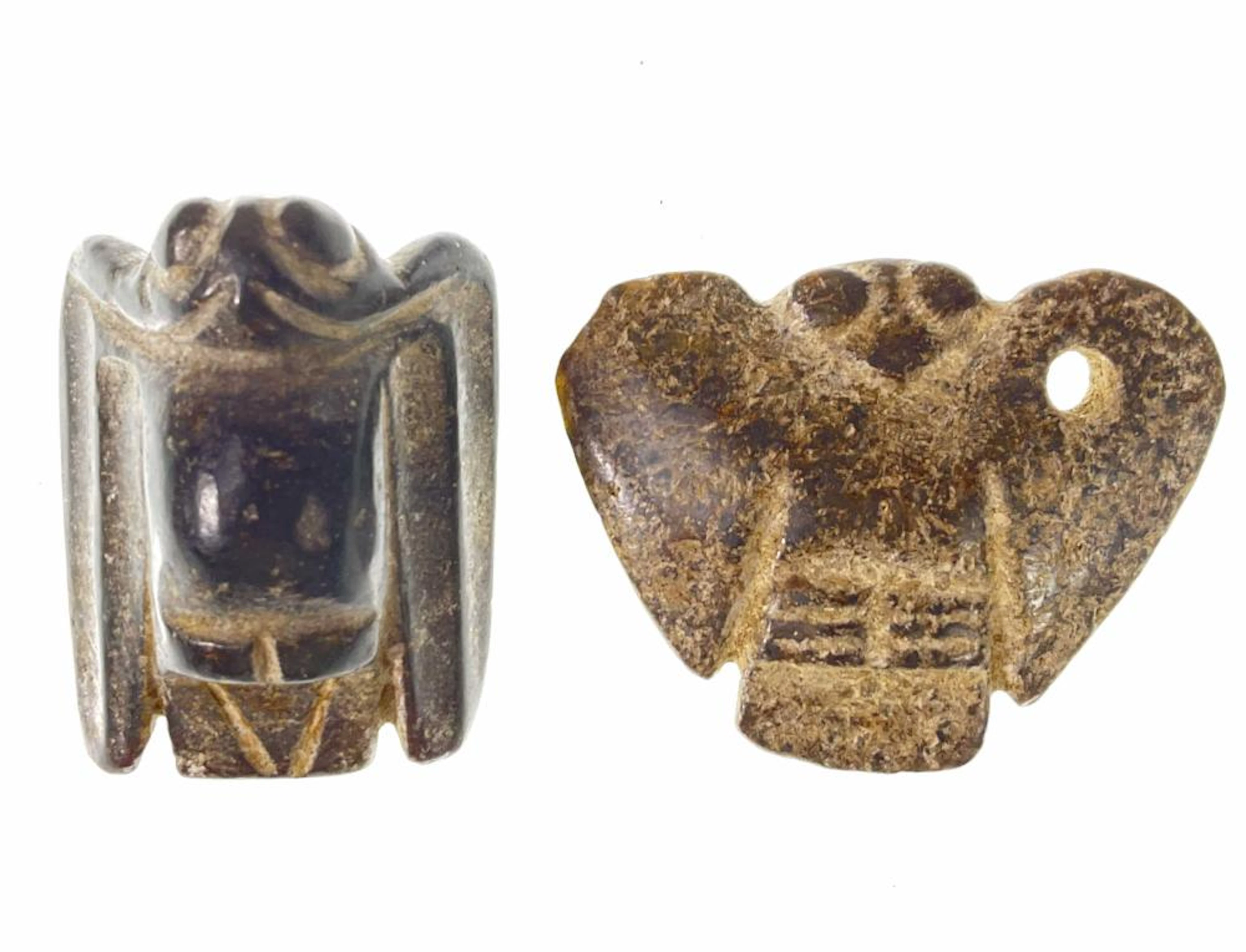 (2) Chinese Carved Mineral Cicada & Insect