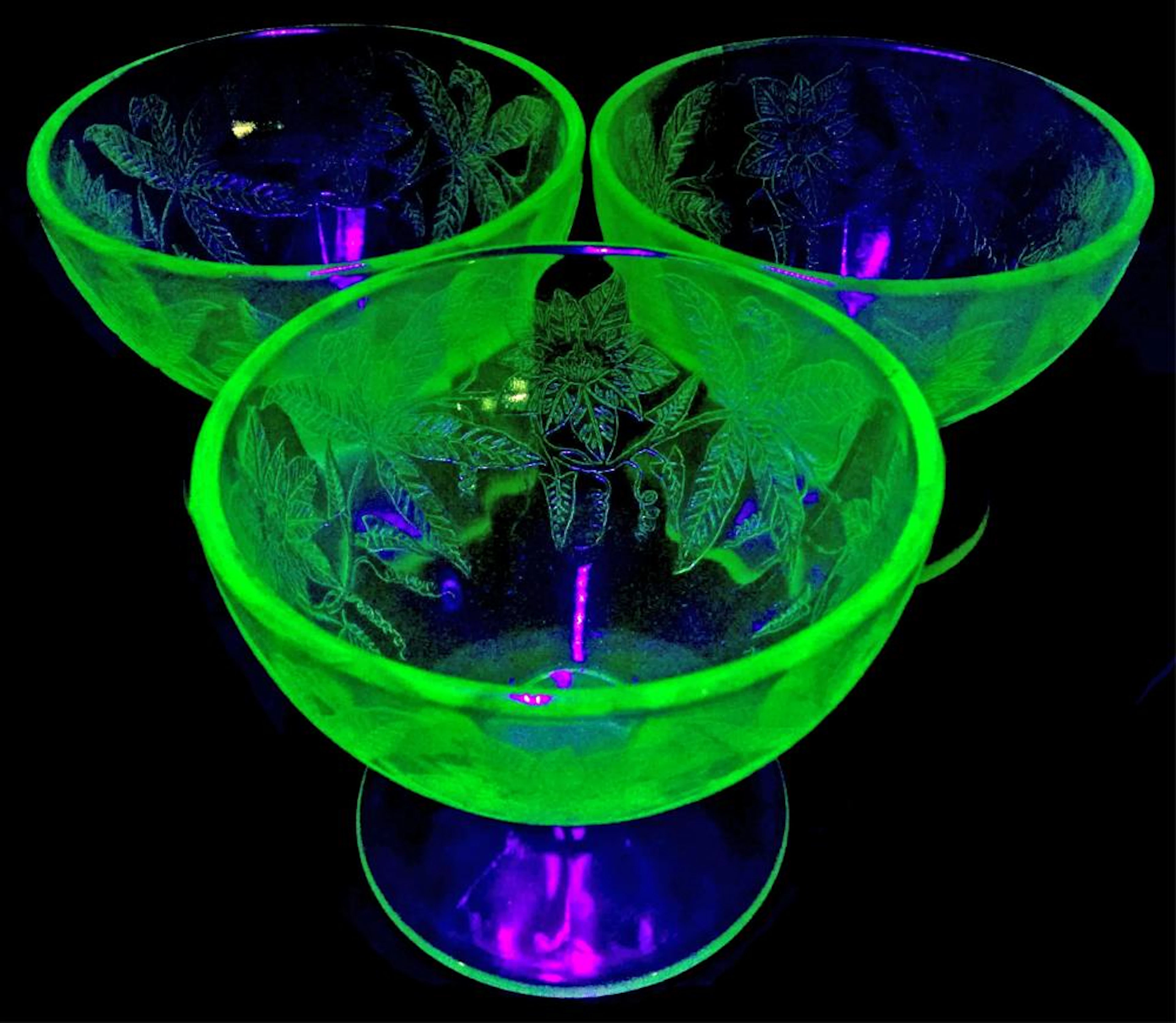 Jeanette Uranium Depression Glass Sundae Bowls