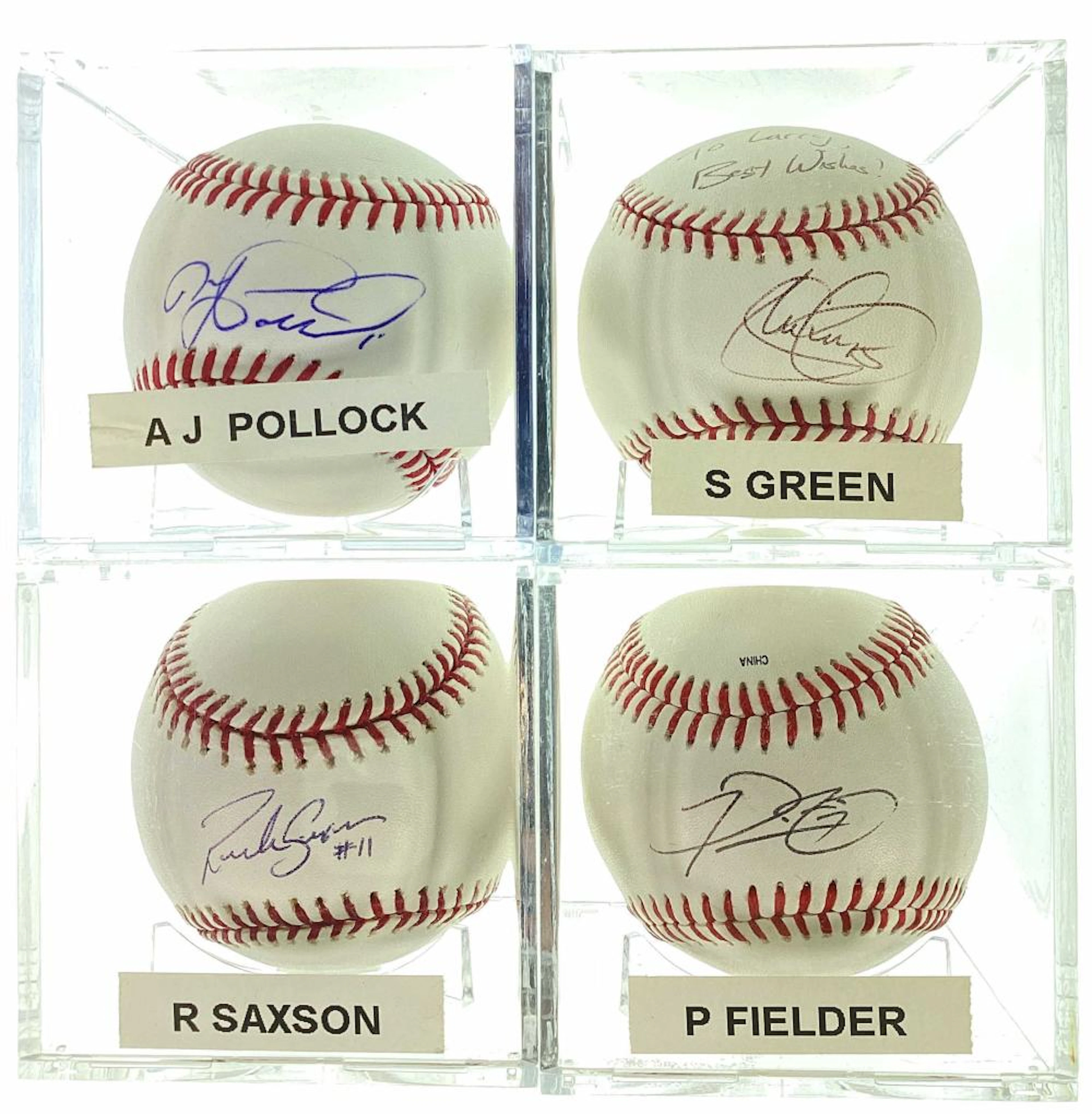 (4) MLB Autographed Baseballs In Protective Cases