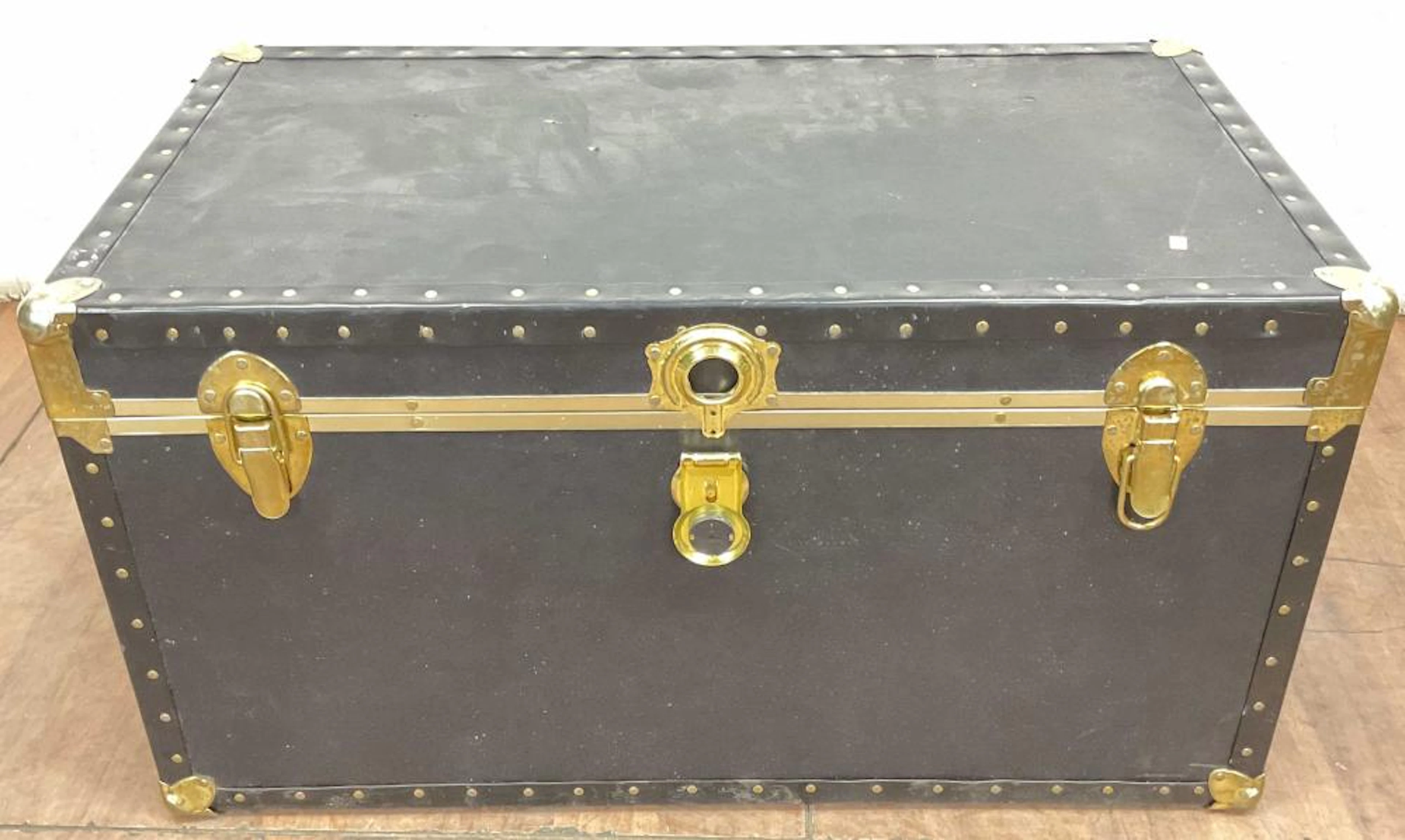 Large Vintage Steamer Trunk w/ Brass Hardware