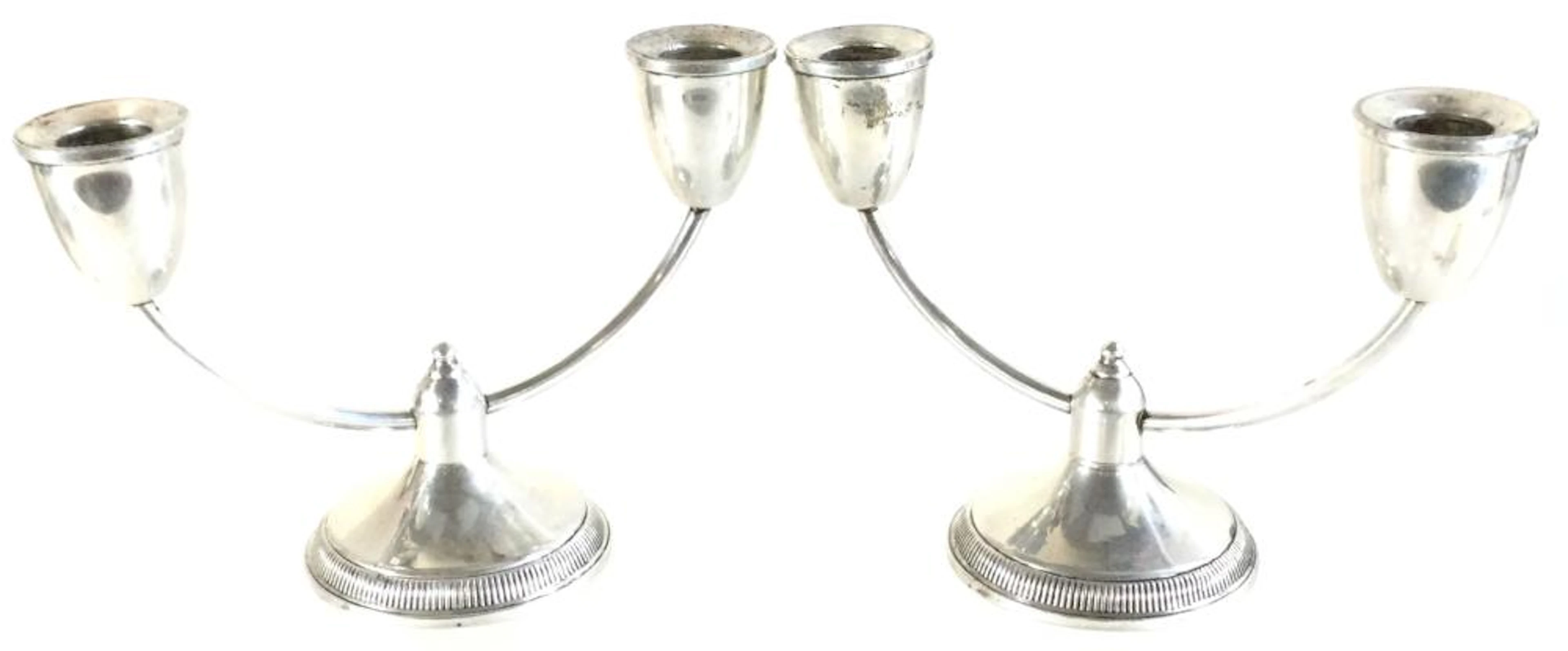 (2) Vintage Weighted Sterling Silver Candelabras