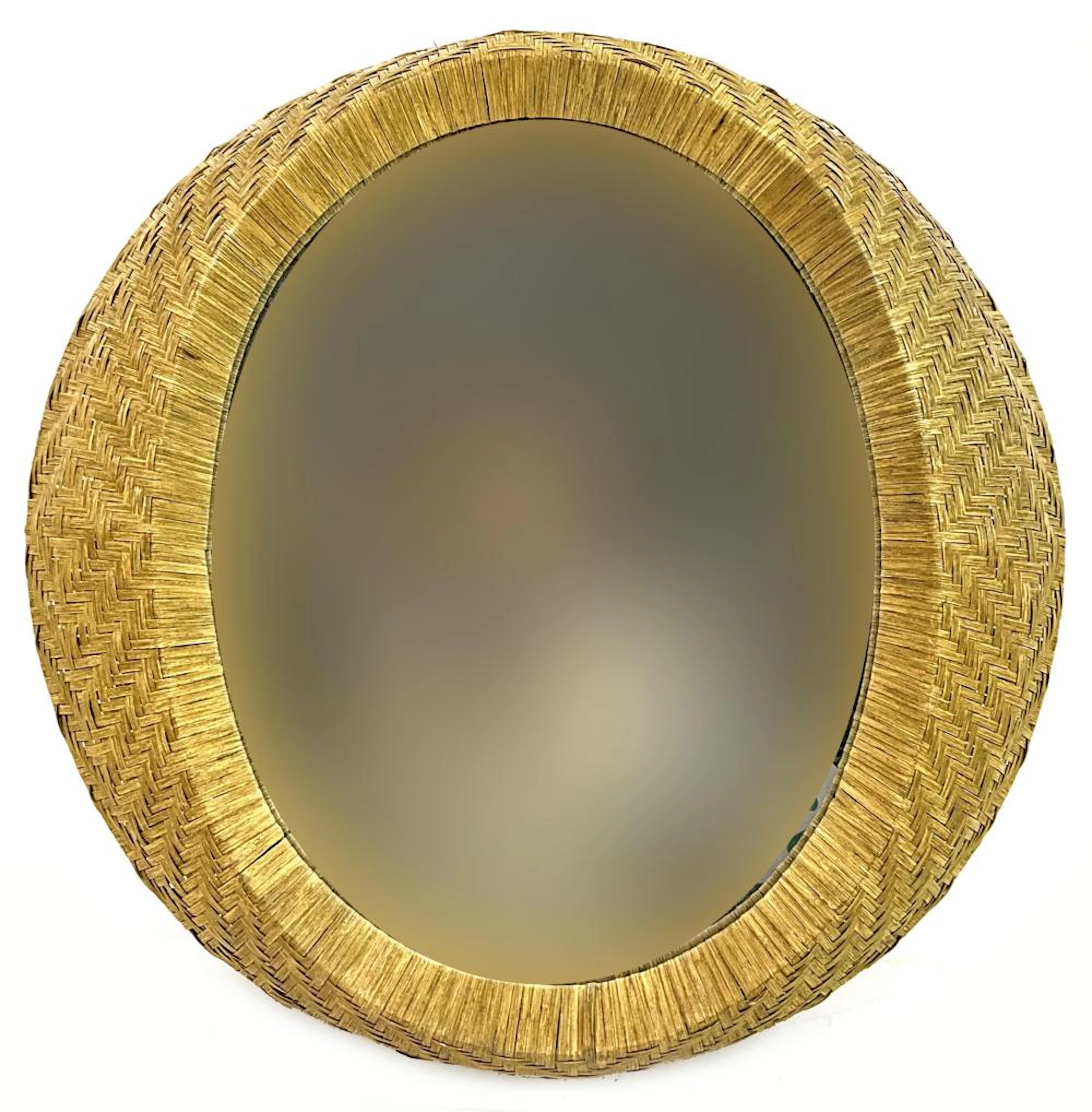 Traditional Woven Rattan Oval Wall Mirror