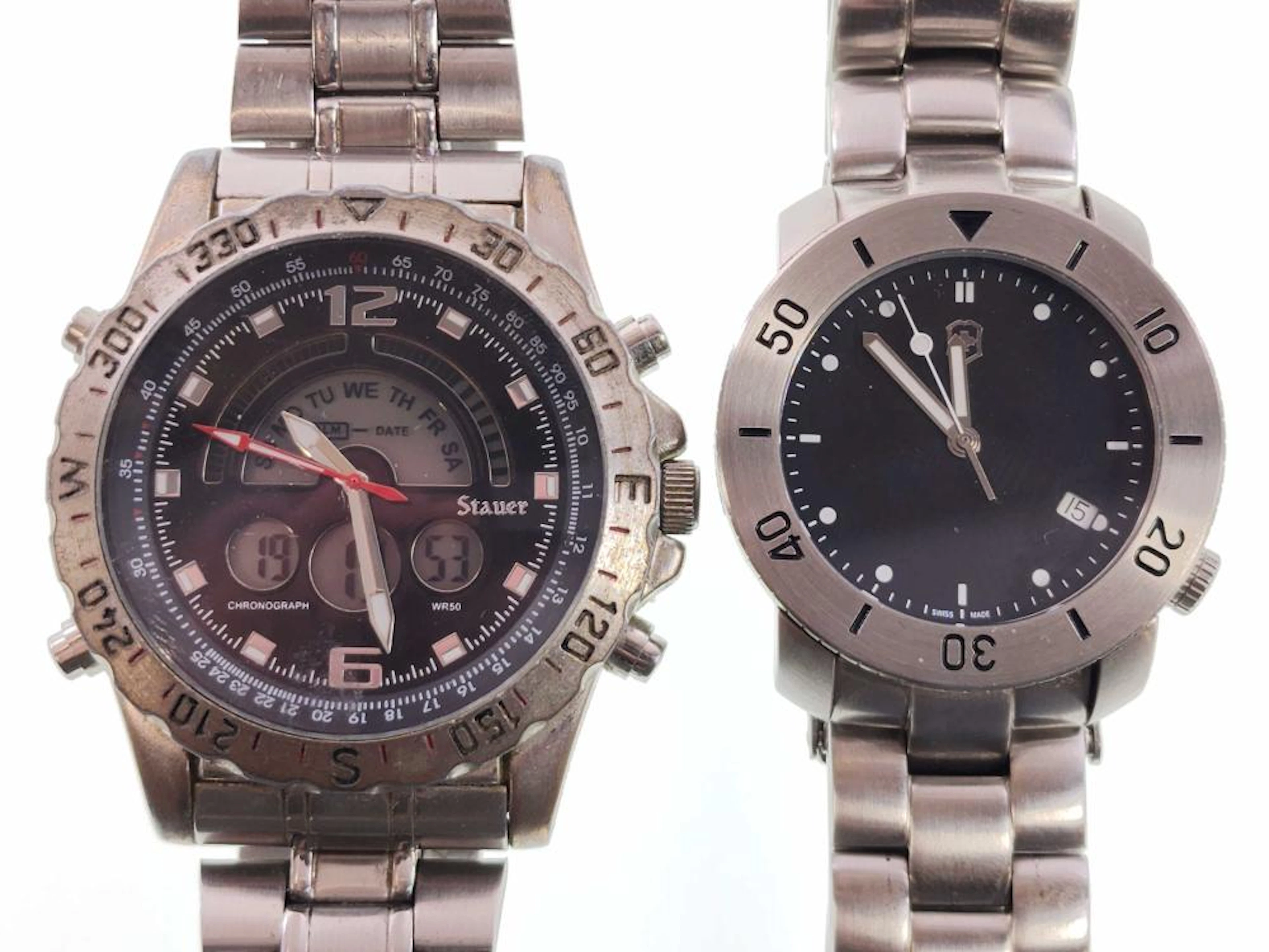 (2) Men's Designer Stauer & Victorinox Wrist Watch
