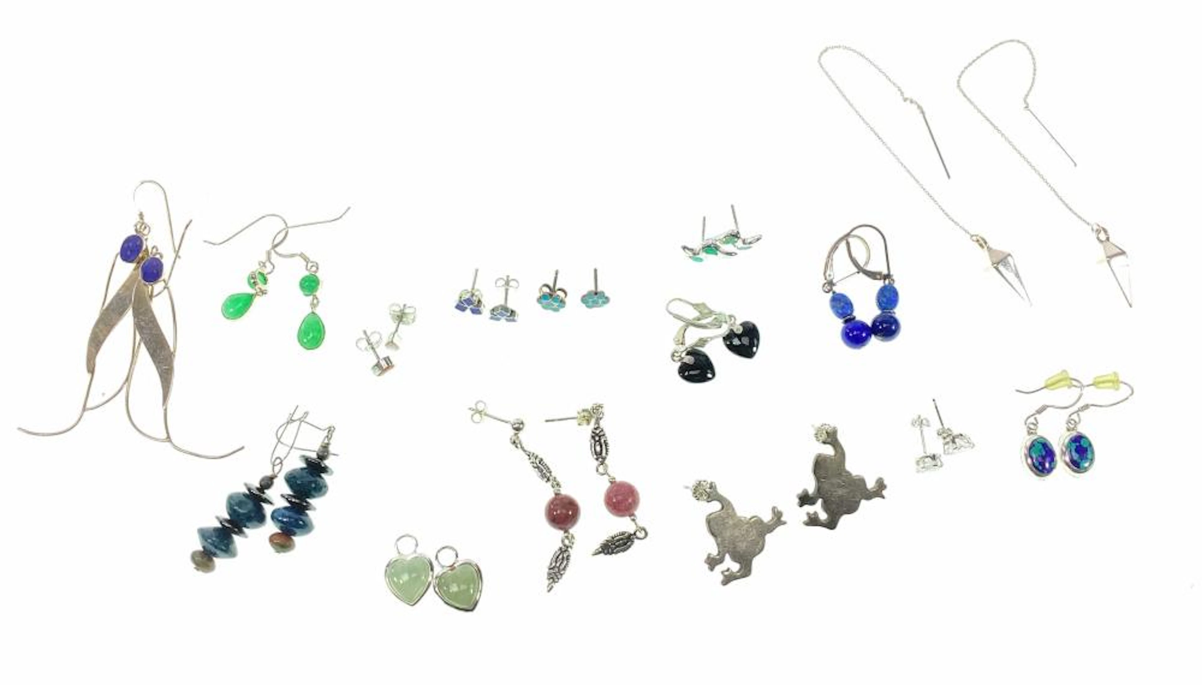 (15) Pairs Sterling, Lapis, & Azurite Earrings