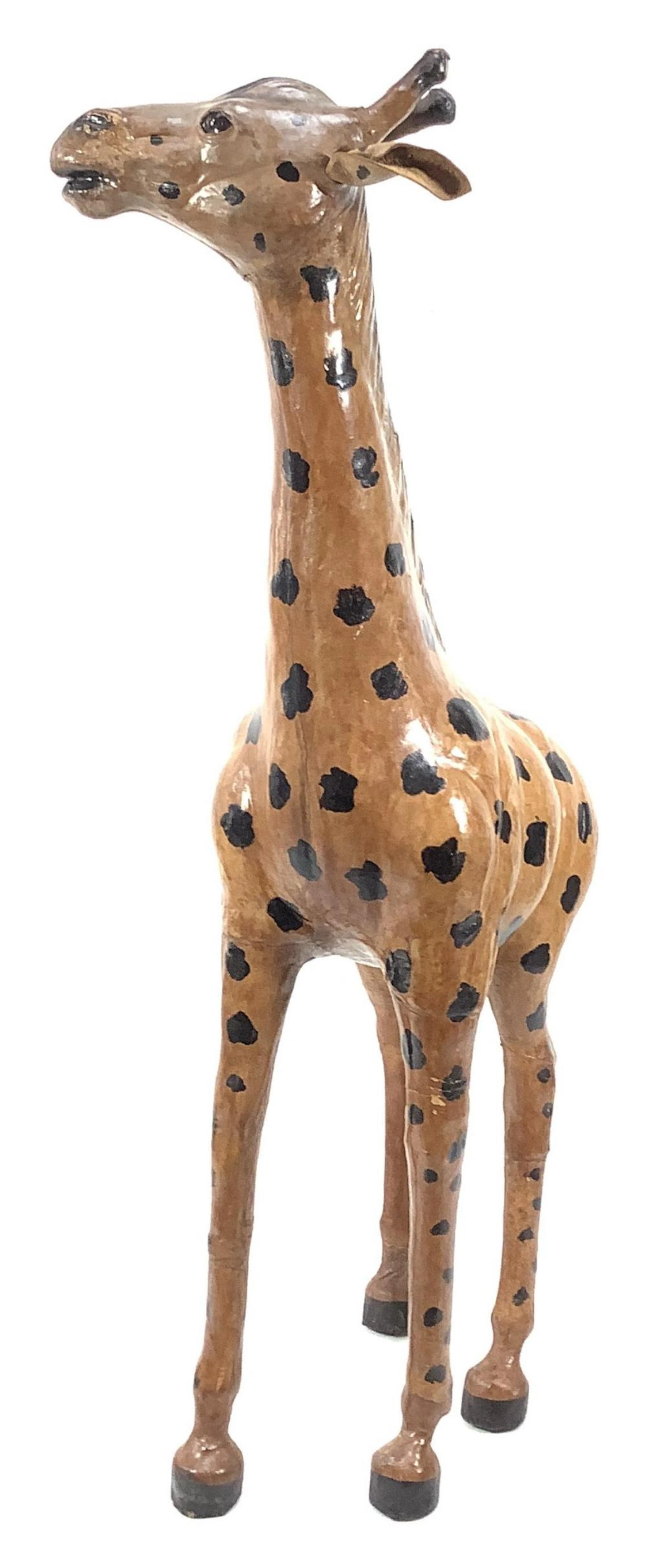 Large 34in Leather Wrapped Giraffe Sculpture