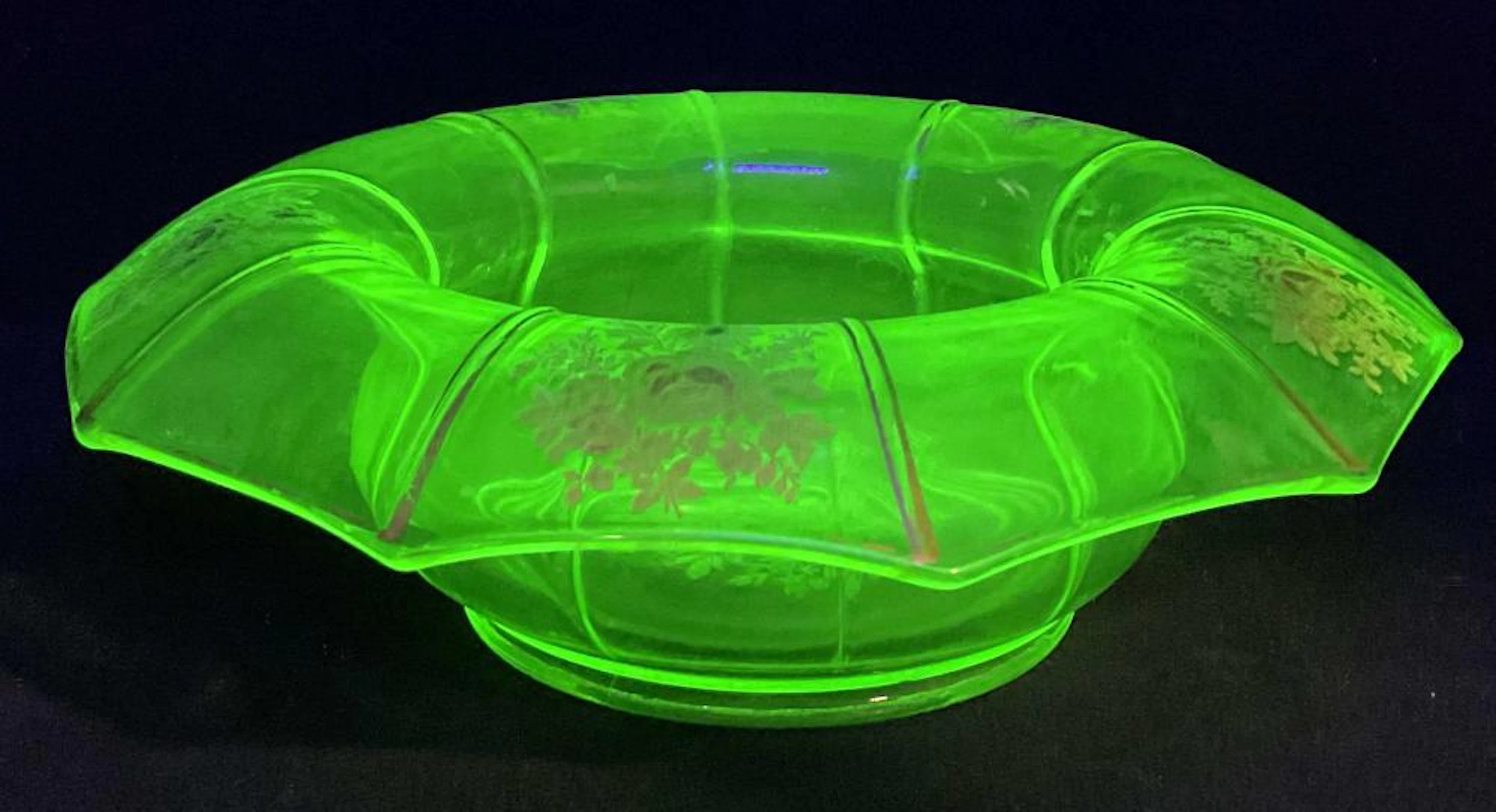 1930s Uranium / Vaseline Glass Flared Bowl