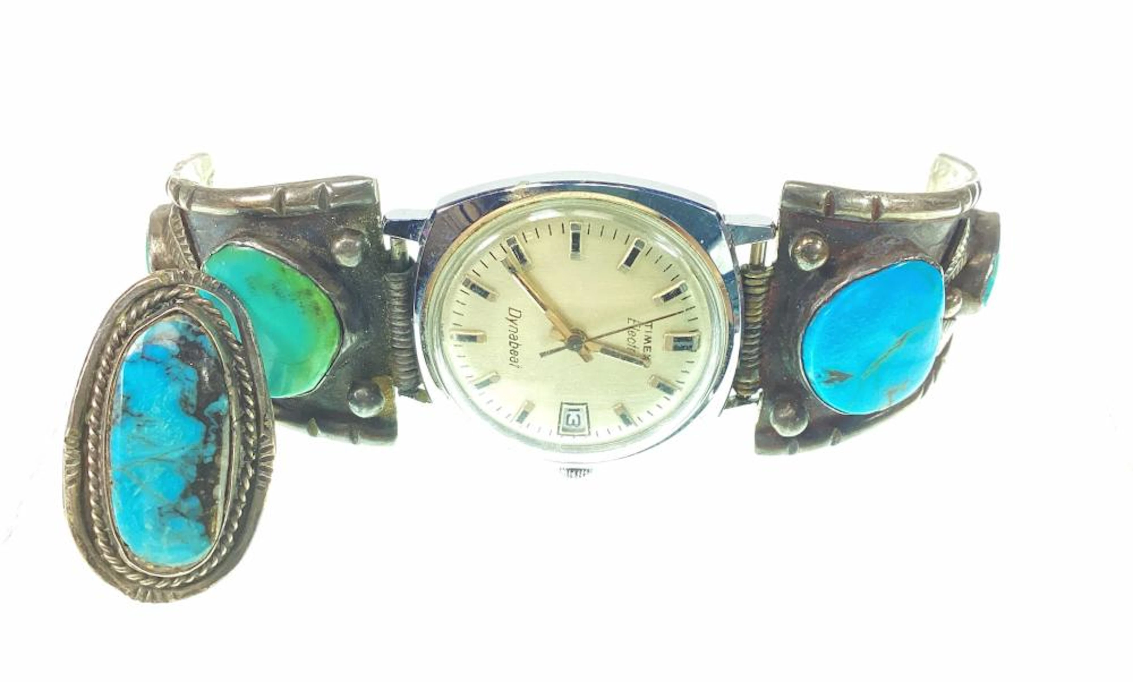 avajo Sterling Silver Turquoise Ring & Watch