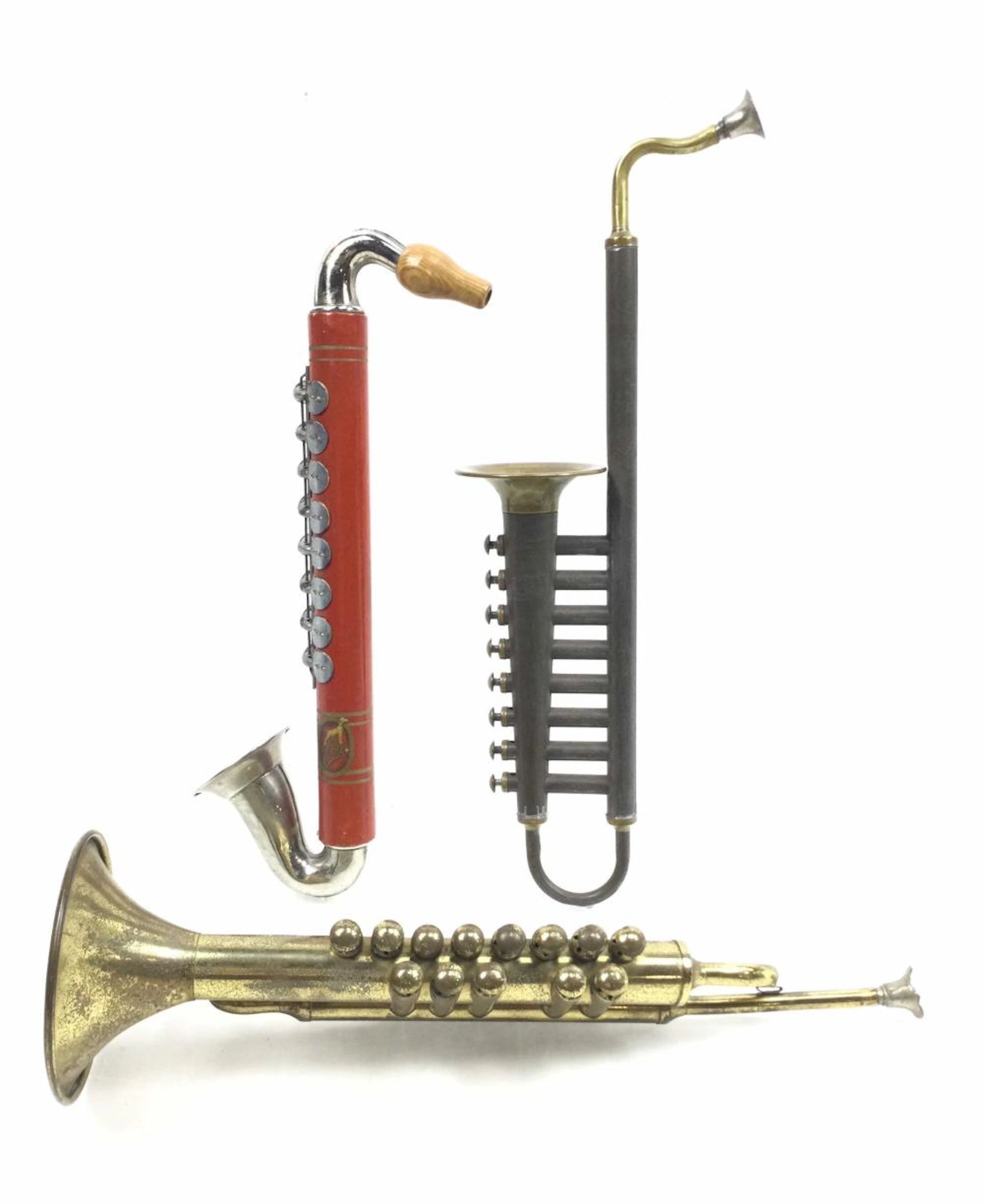 (3pc) Vintage Toy Saxophones & Trumpet