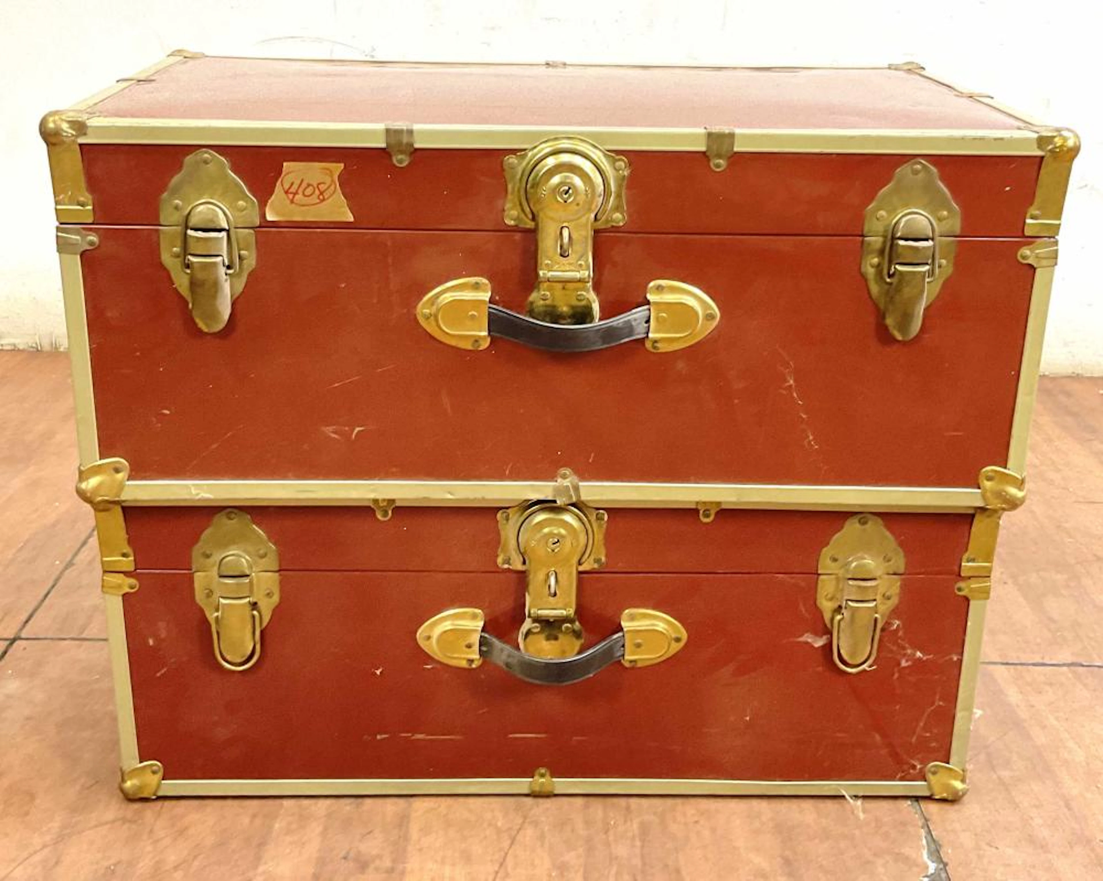 Pair Of Steamer Trunks w/ Brass Hardware