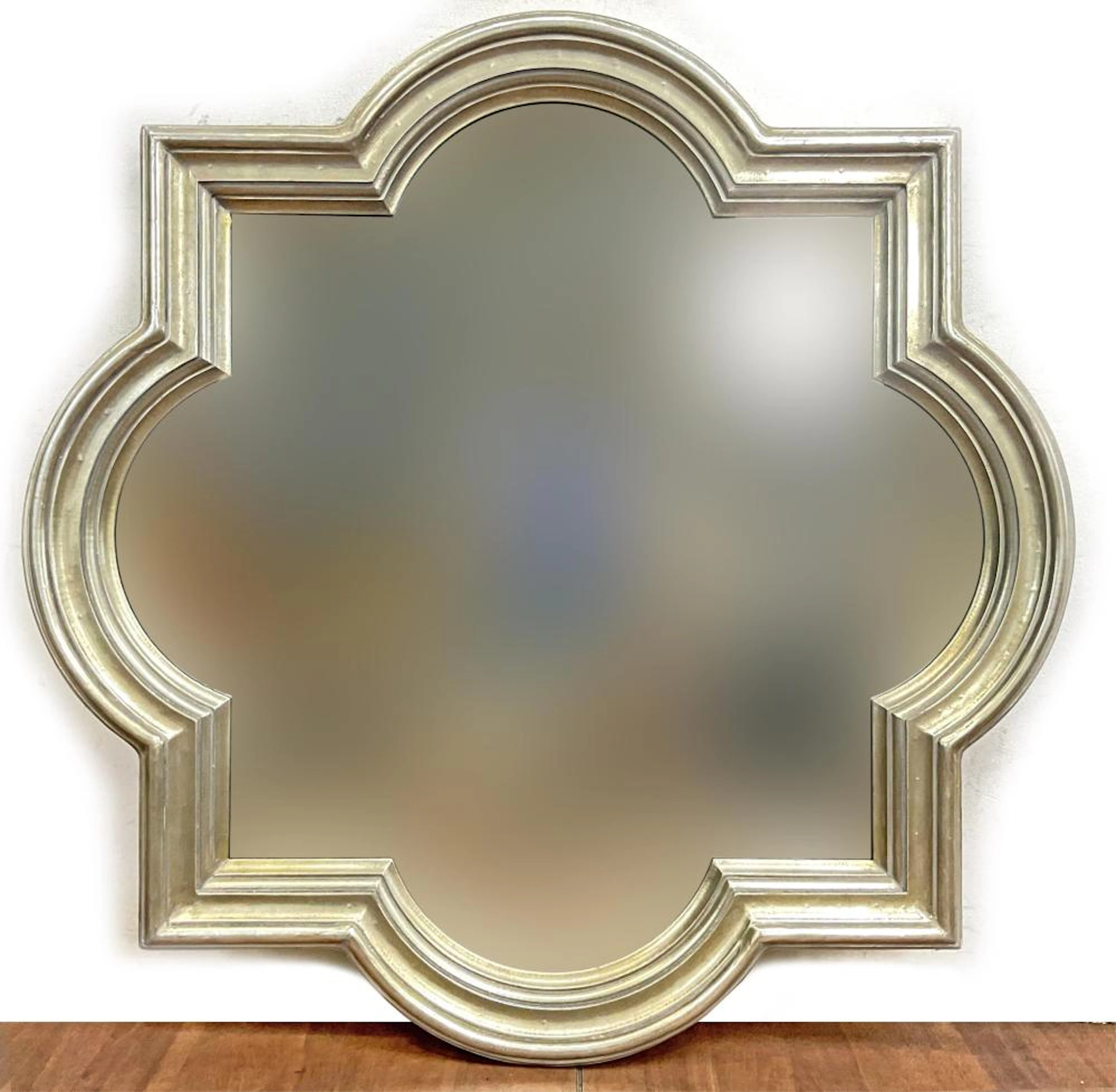 Contemporary Style Silver Leaf Finish Wall Mirror