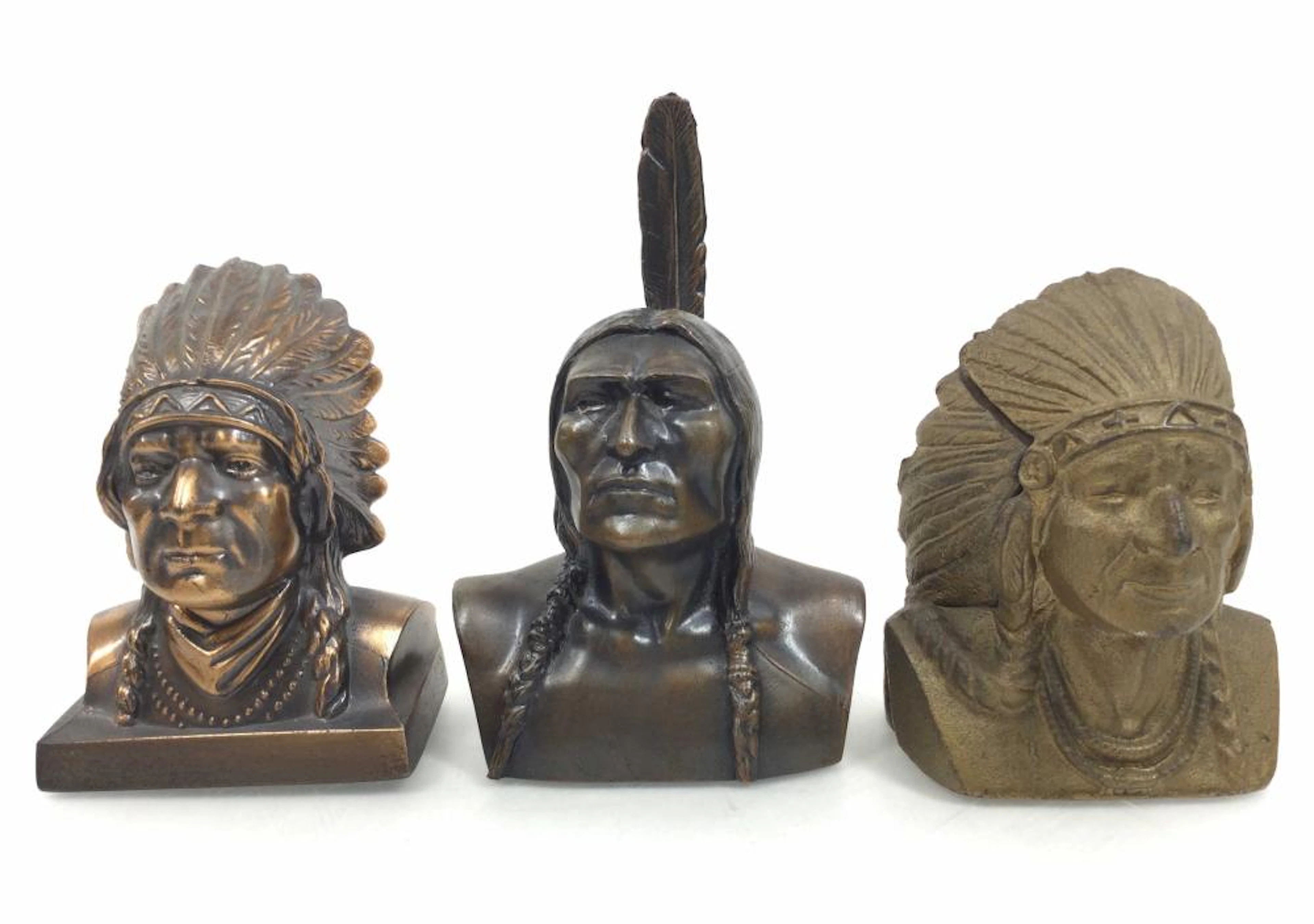(6) Vintage Metal Native American Bust Coin Banks