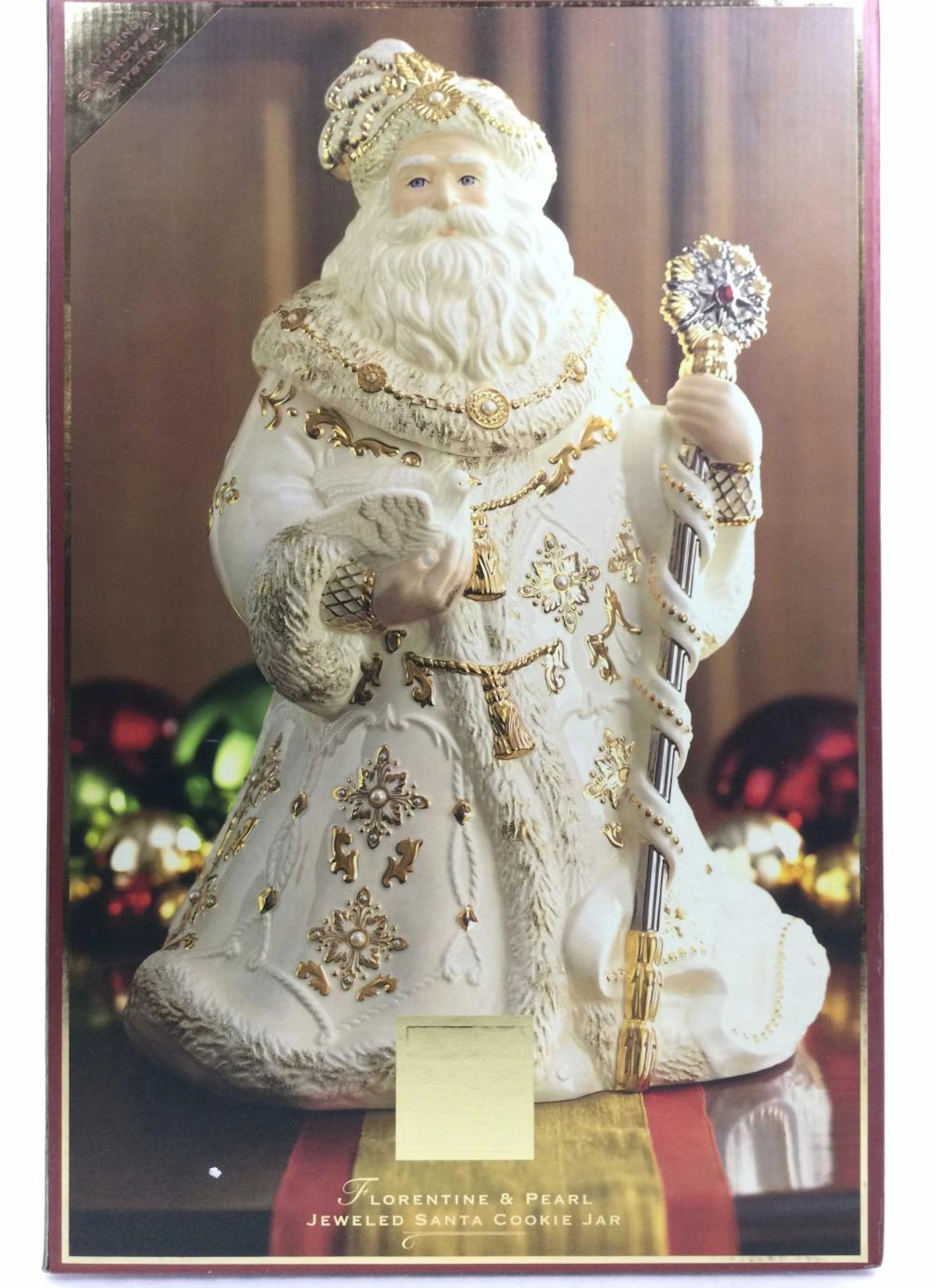 Lenox Florentine & Pearl Jeweled Santa Cookie Jar