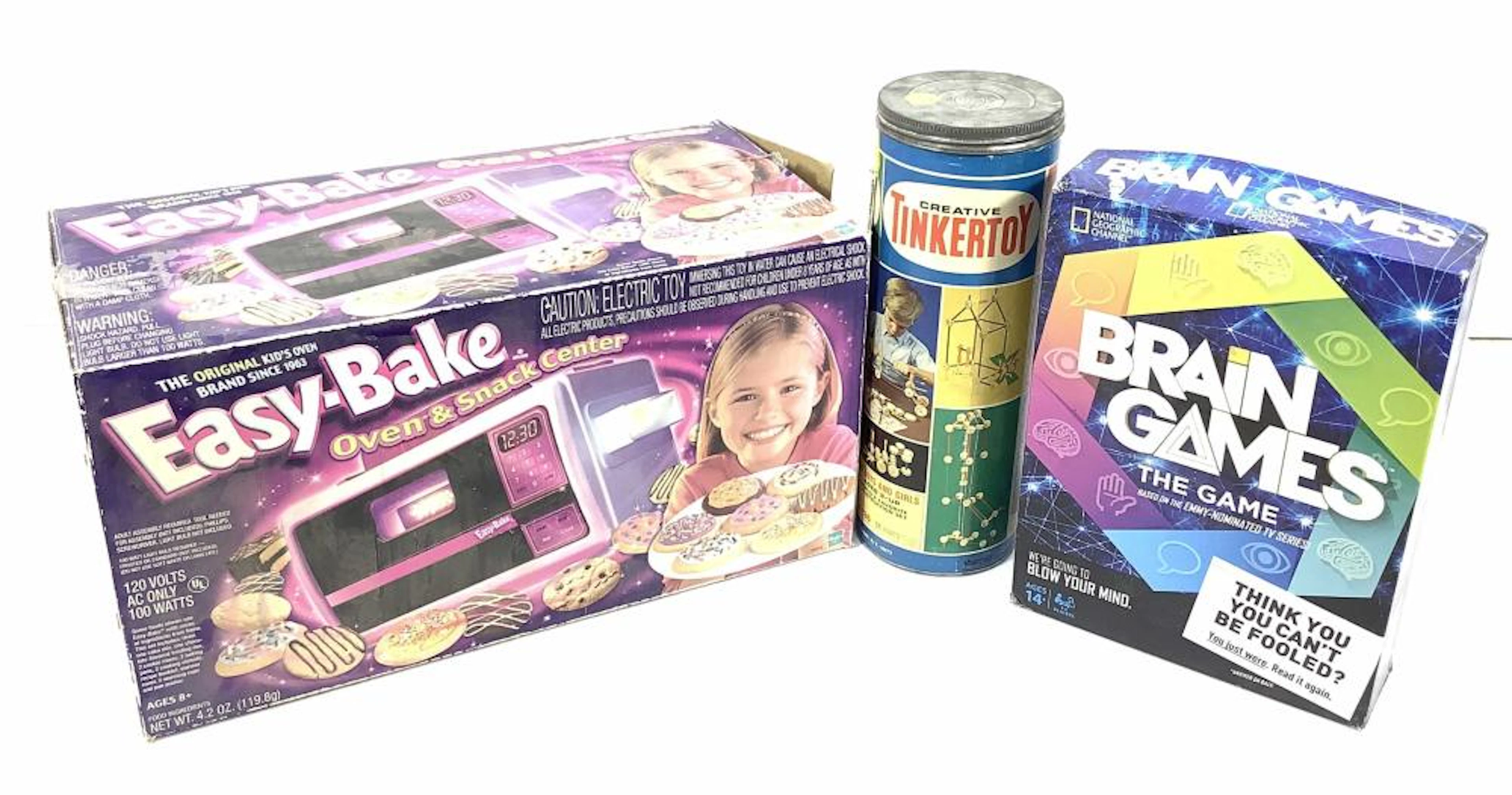 Vintage Easy Bake Oven, Tinker Toys, Brain Games