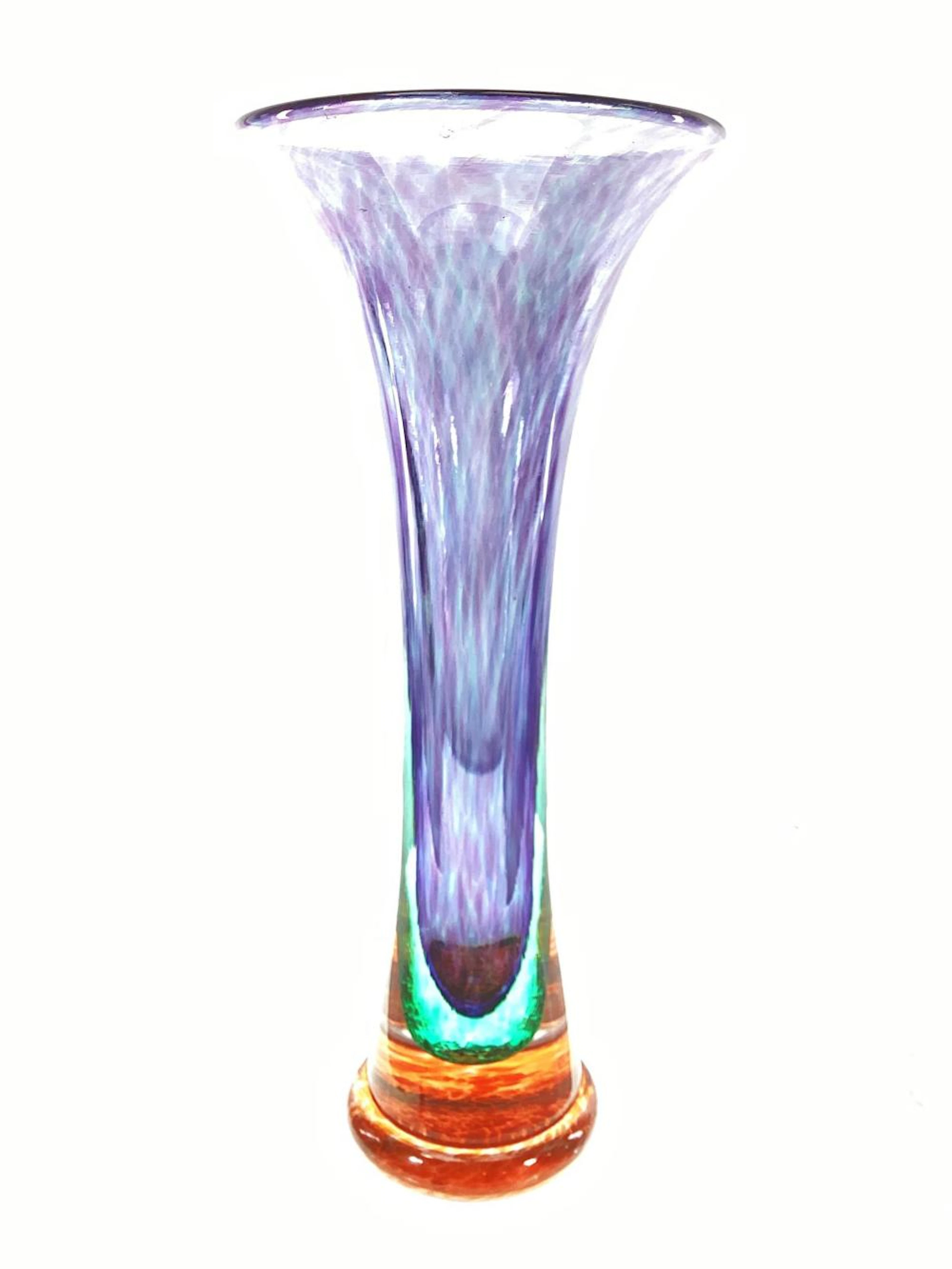 Vintage Young & Constantin Art Glass Trumpet Vase