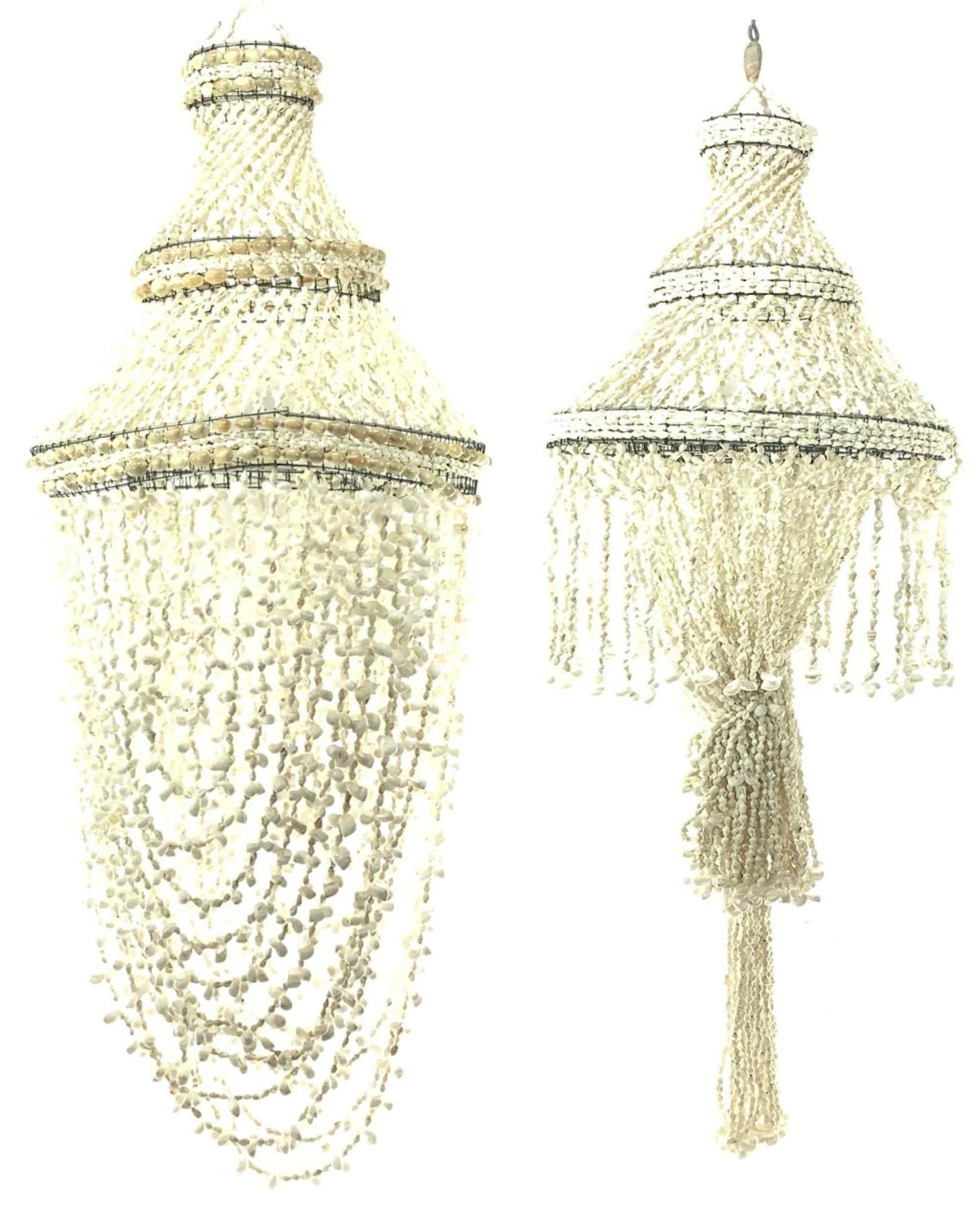 (2) Pacific Islands Seashell Hanging Chandeliers