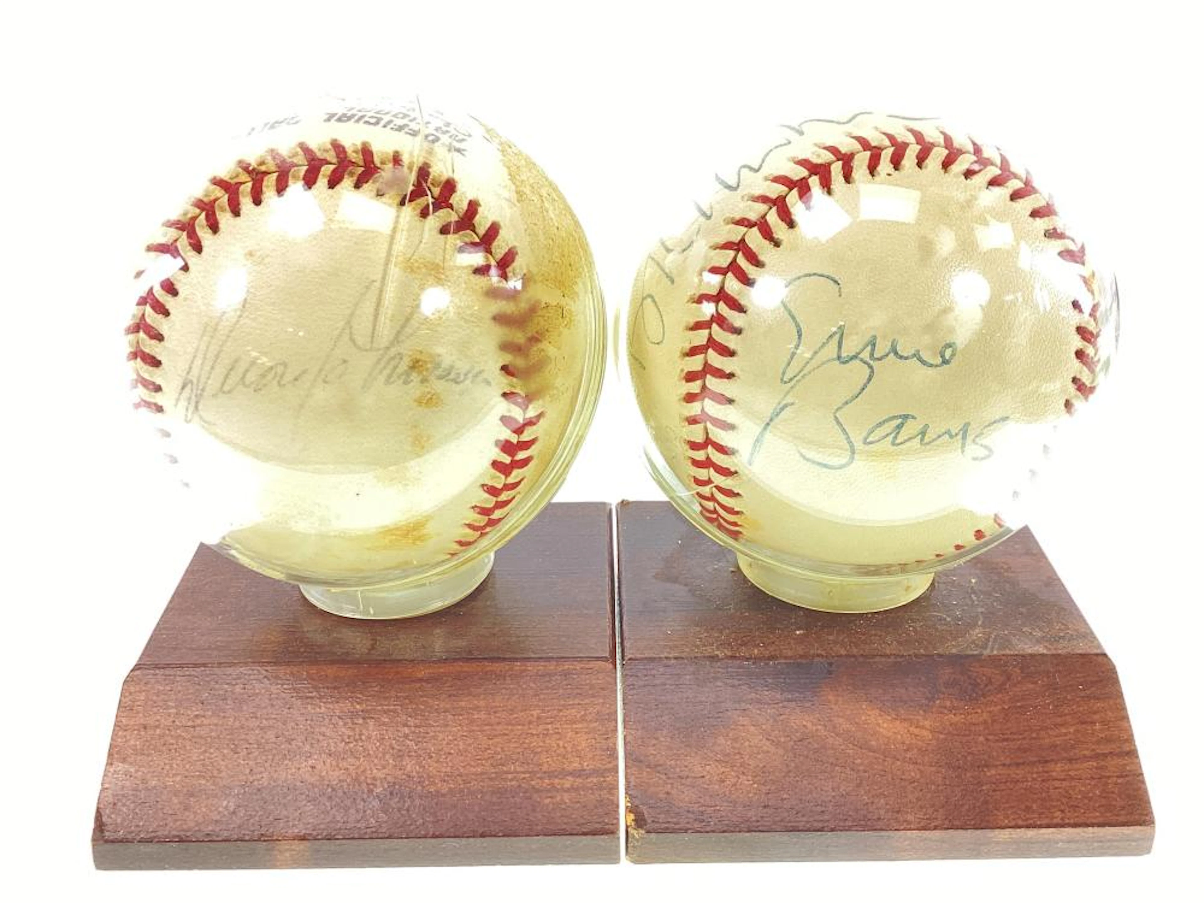 (2) Autographed Baseballs With Display Stands