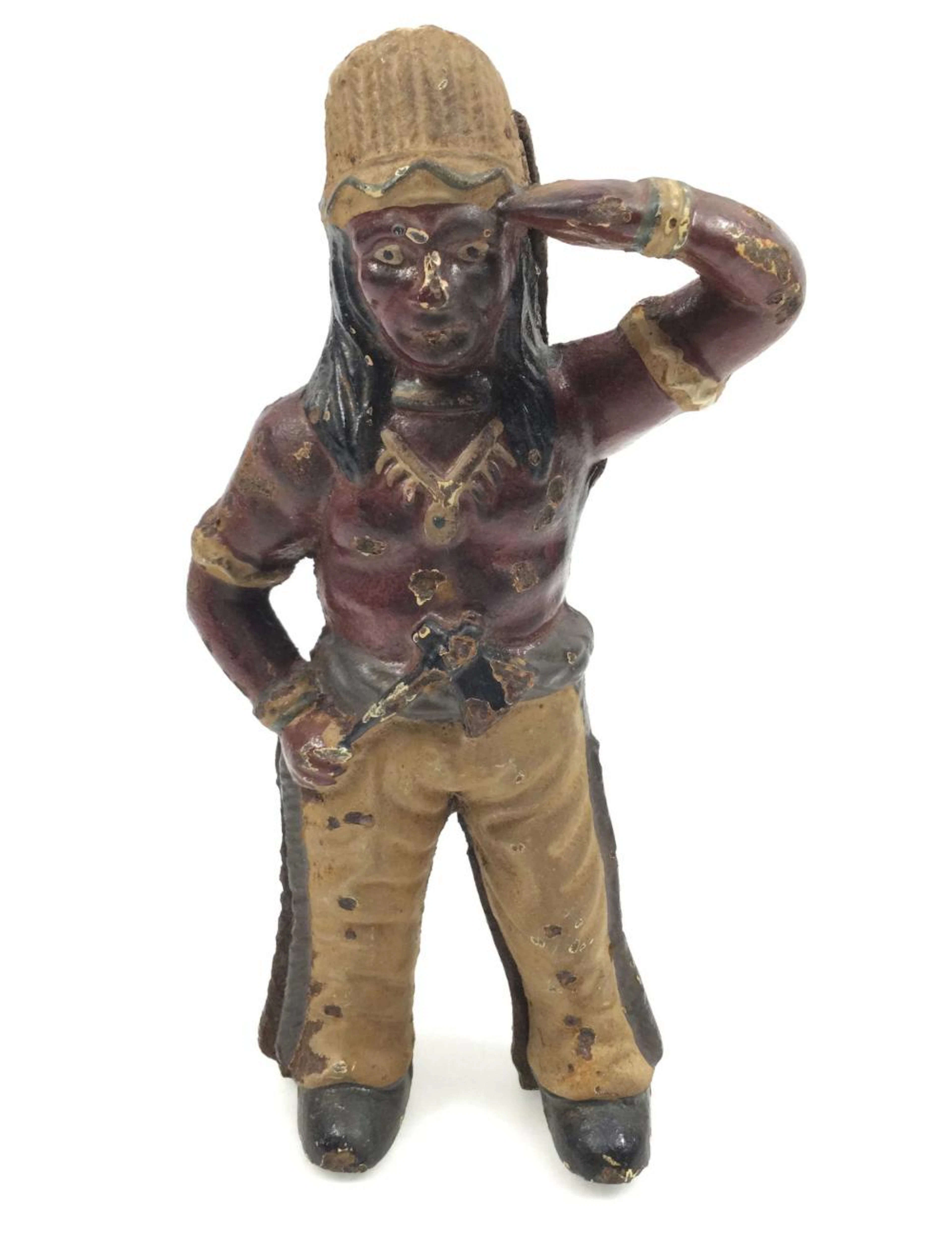 Vintage Cast Iron Indian Scout Coin Bank