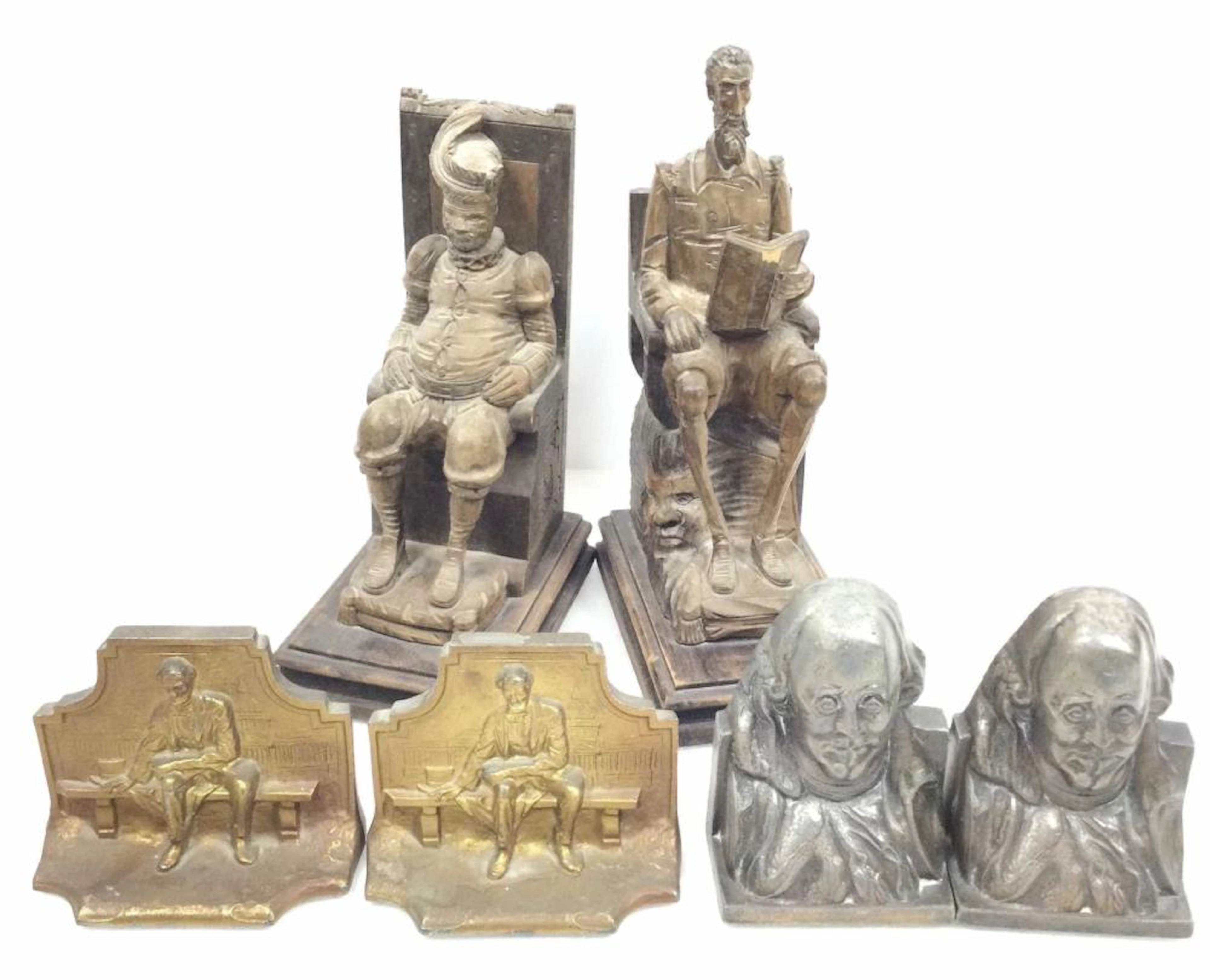 Wooden & Metal Book Ends, Don Quixote