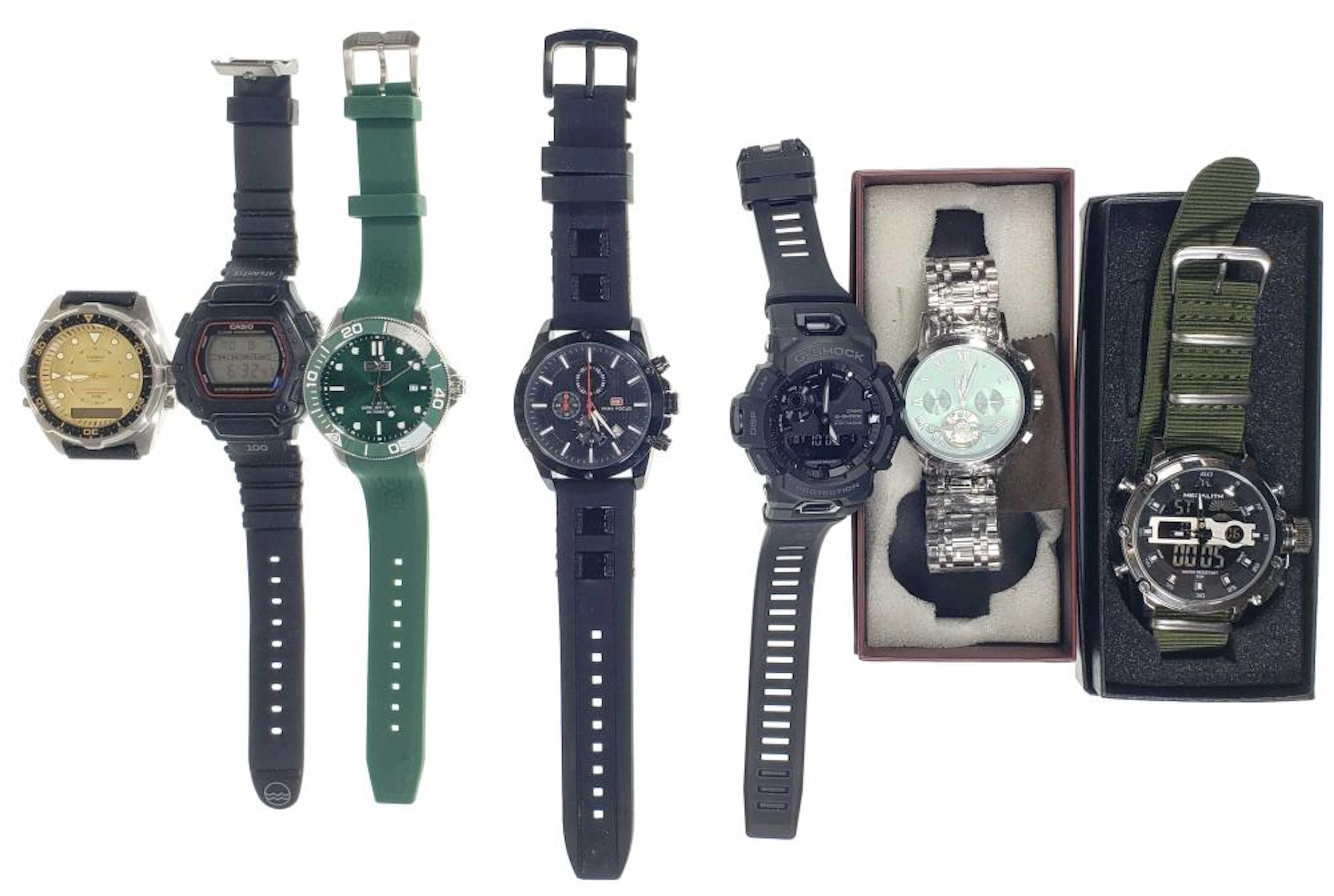 (7) Men's Assorted Wrist Watches, Megalith LCD