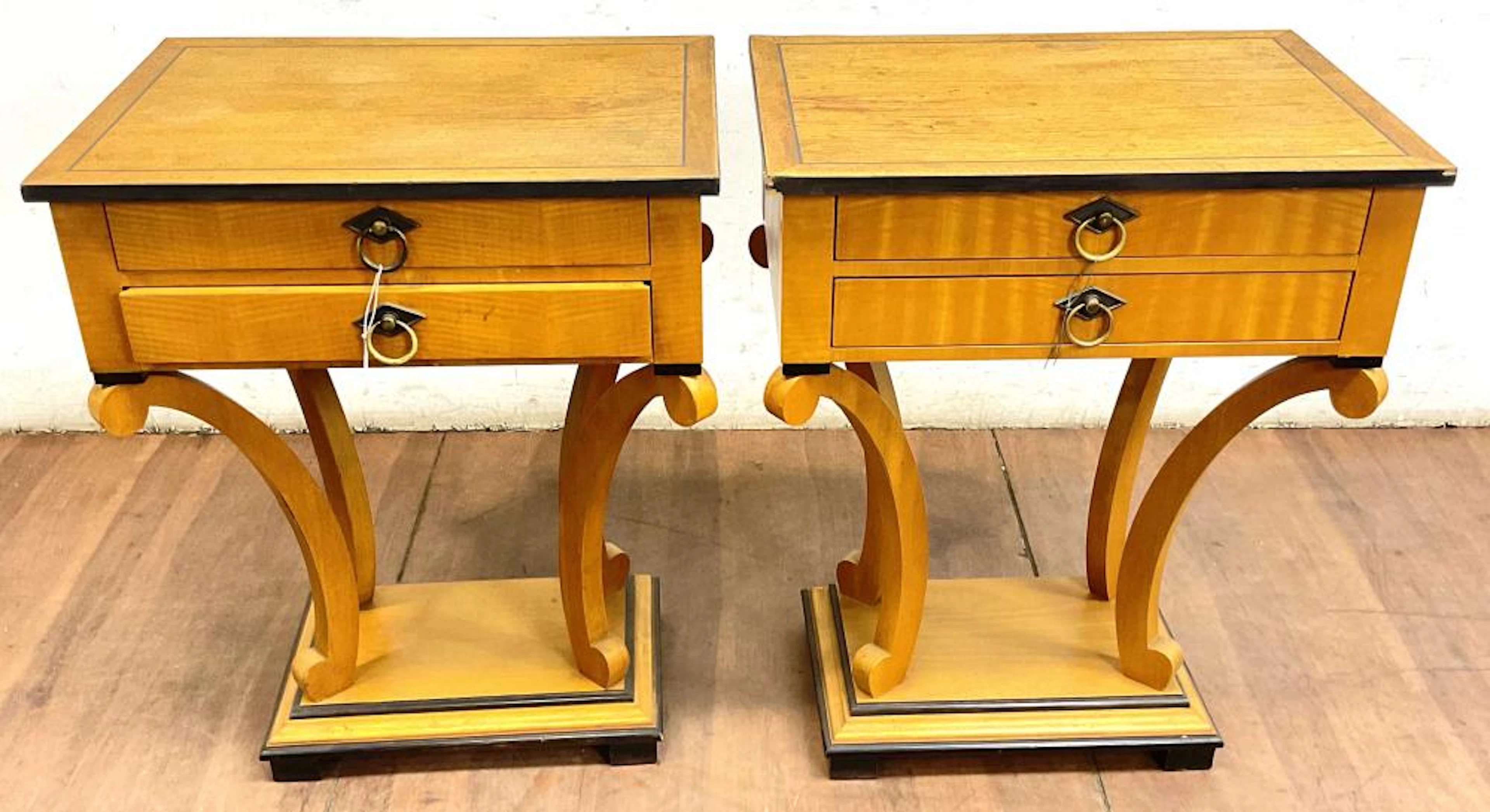 Pair Baker Furniture Biedermeier Style Nightstands