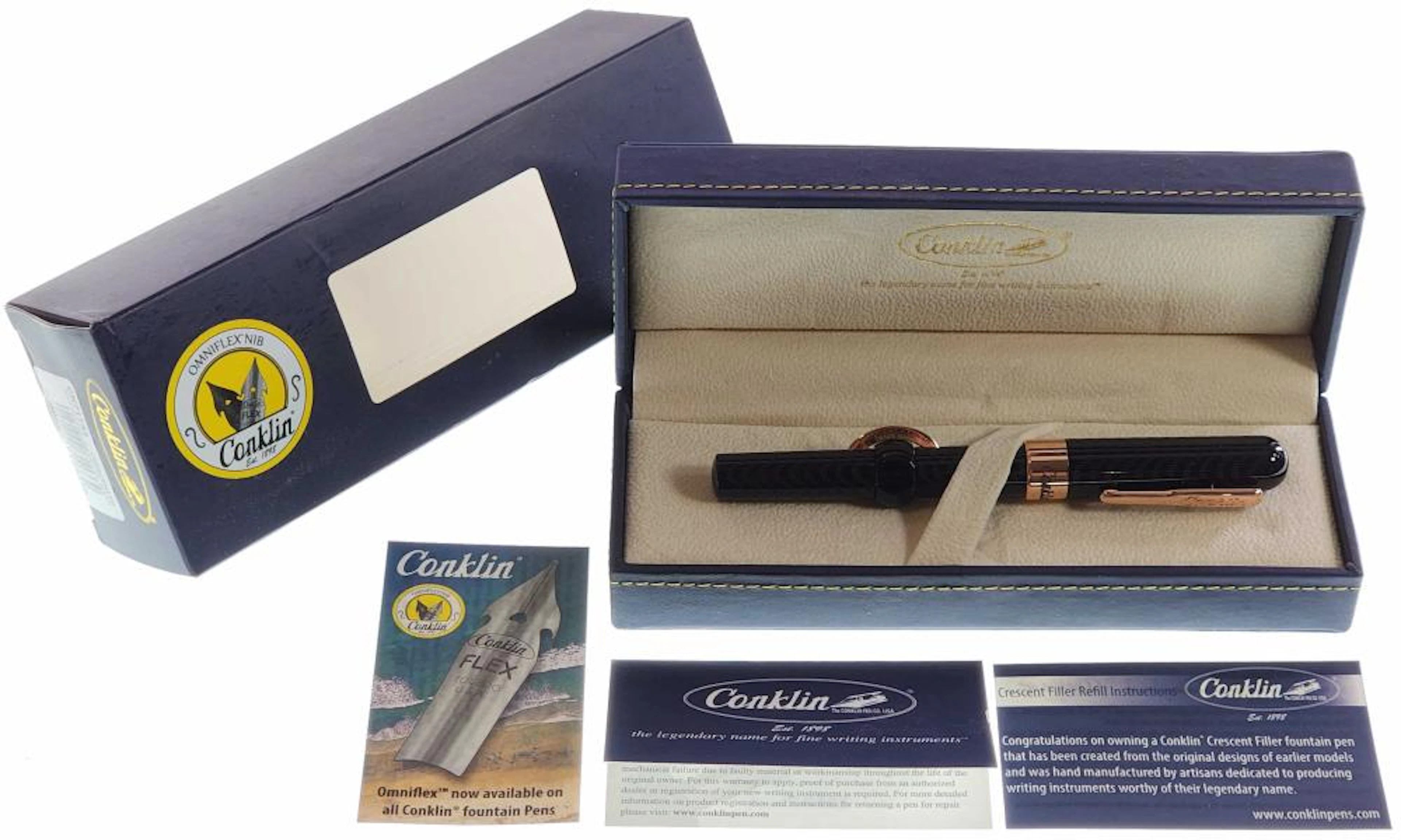 Conklin Mark Twain Crescent Rose Gold Fountain Pe