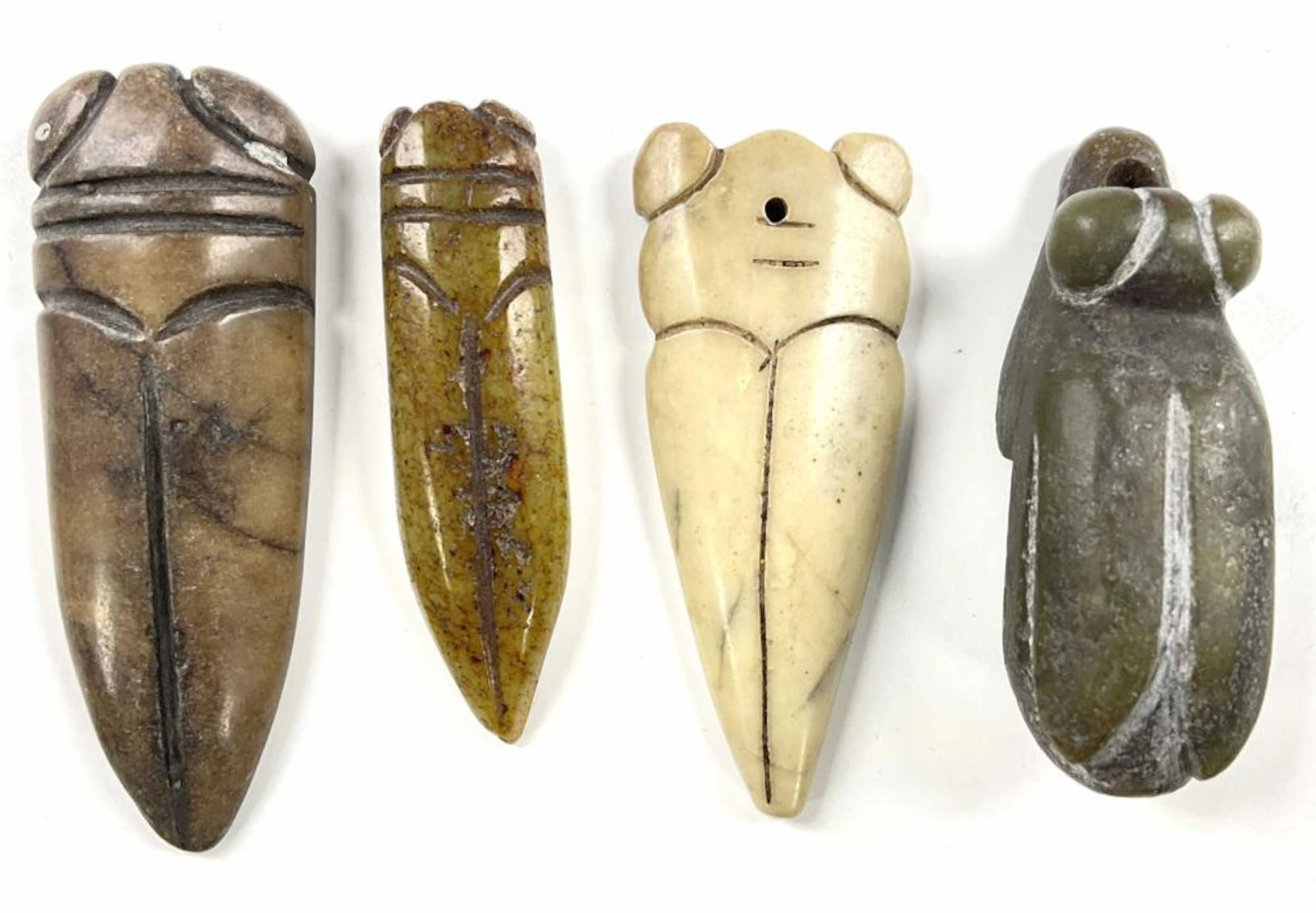 (4) Chinese Jade & Mineral Carved Cicada?s